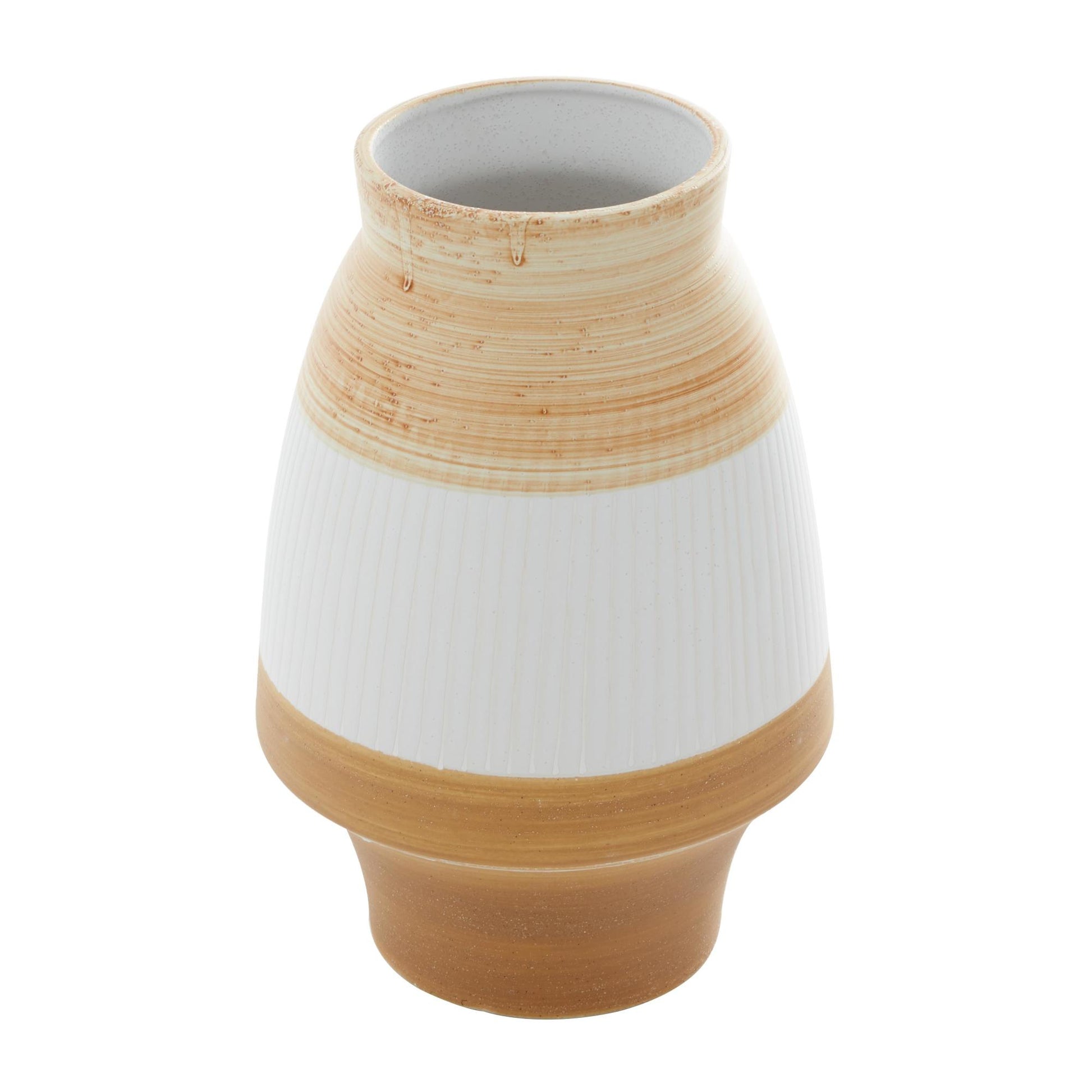Brown Ceramic Handmade Decorative Vase with Terracotta Accents