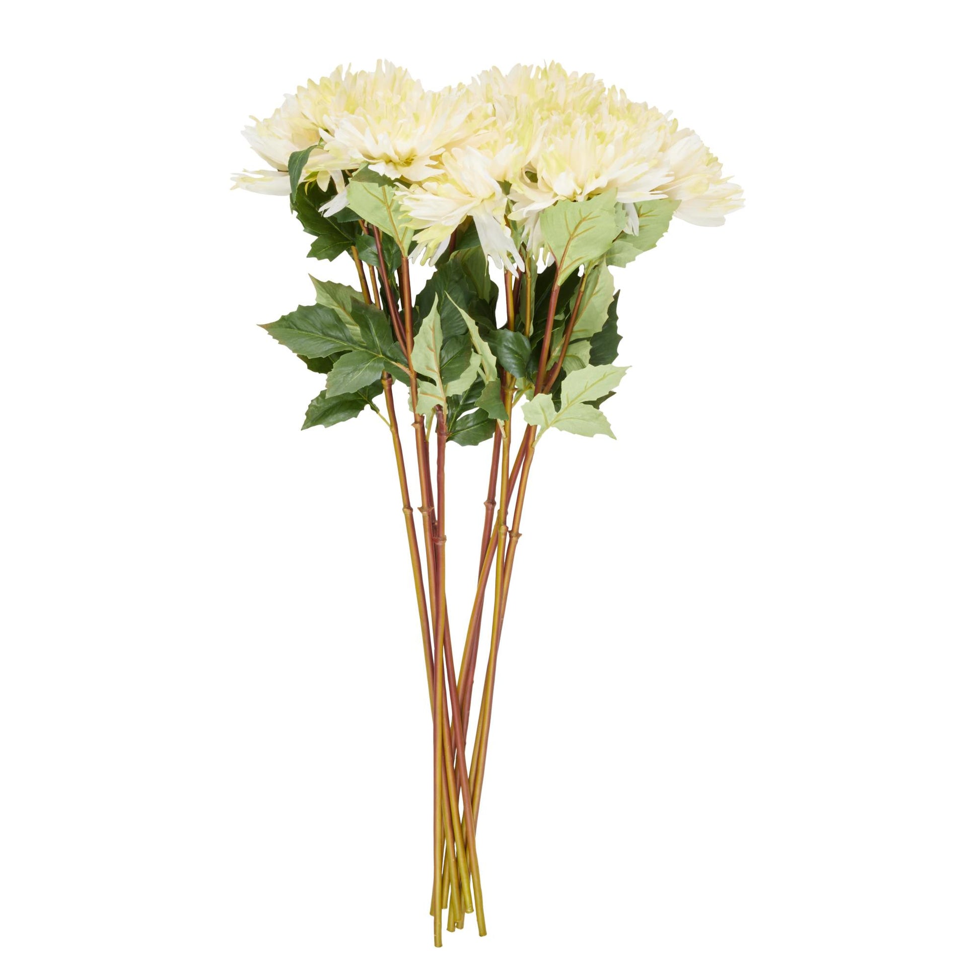 Set of 8 Dahlia White Faux Foliage Tall Indoor Outdoor Artificial Flower Stem