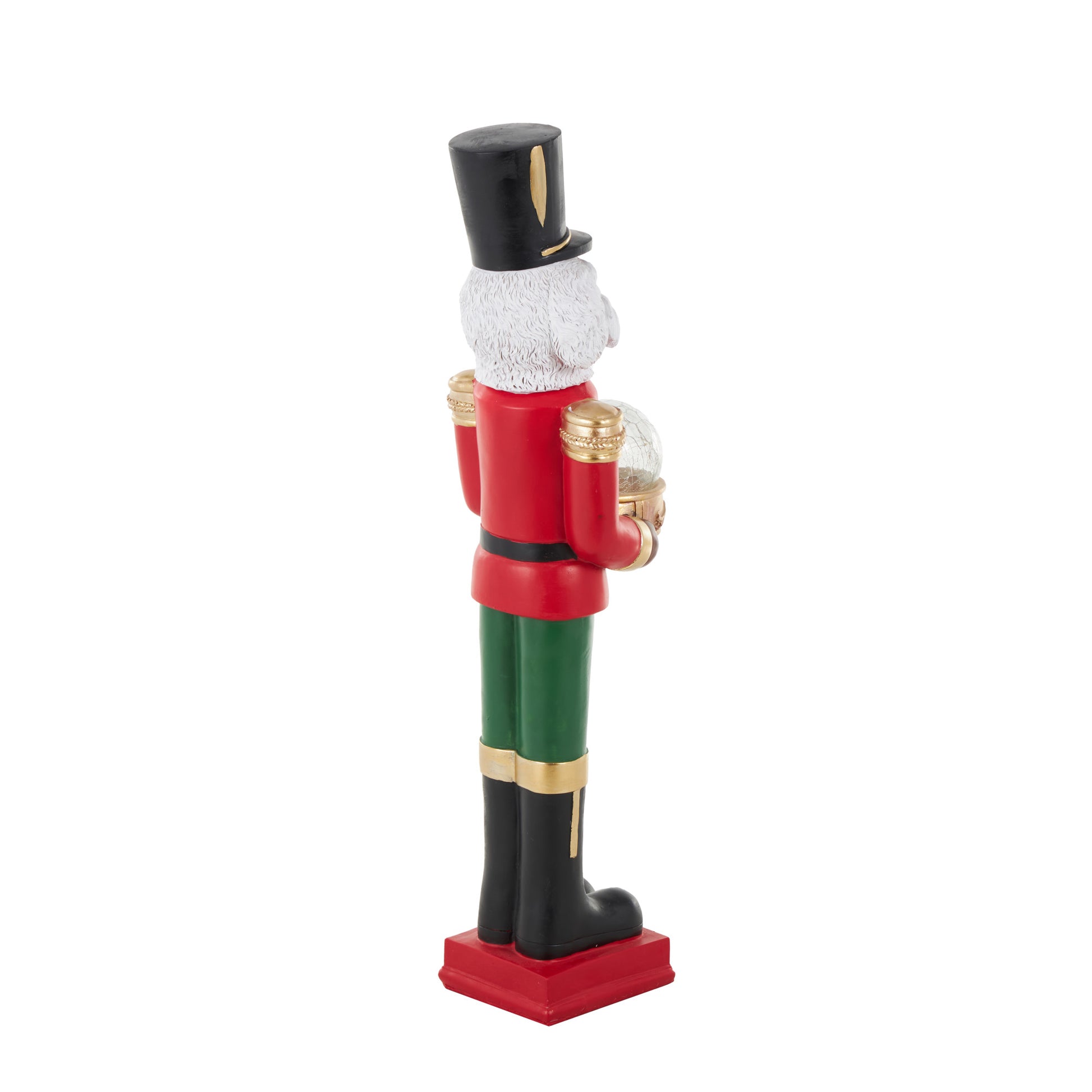 Dog Red Fiberglass Tall Soldier Nutcracker Decorative Christmas Sculpture with LED Light Snow Globe