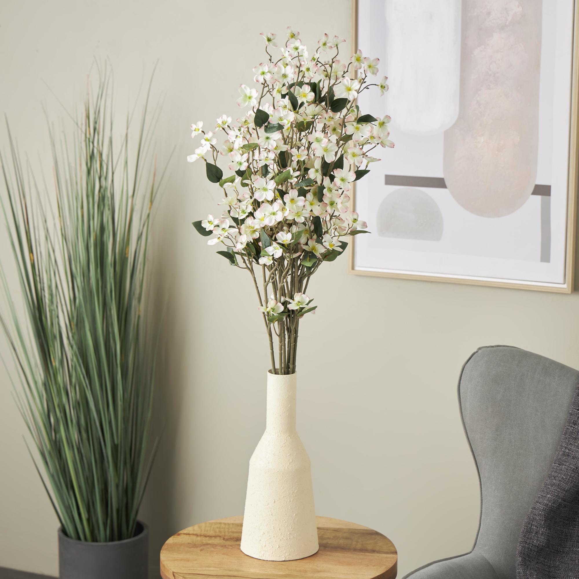 Set of 8 Begonia White Faux Foliage Tall Indoor Outdoor Artificial Flower Stem