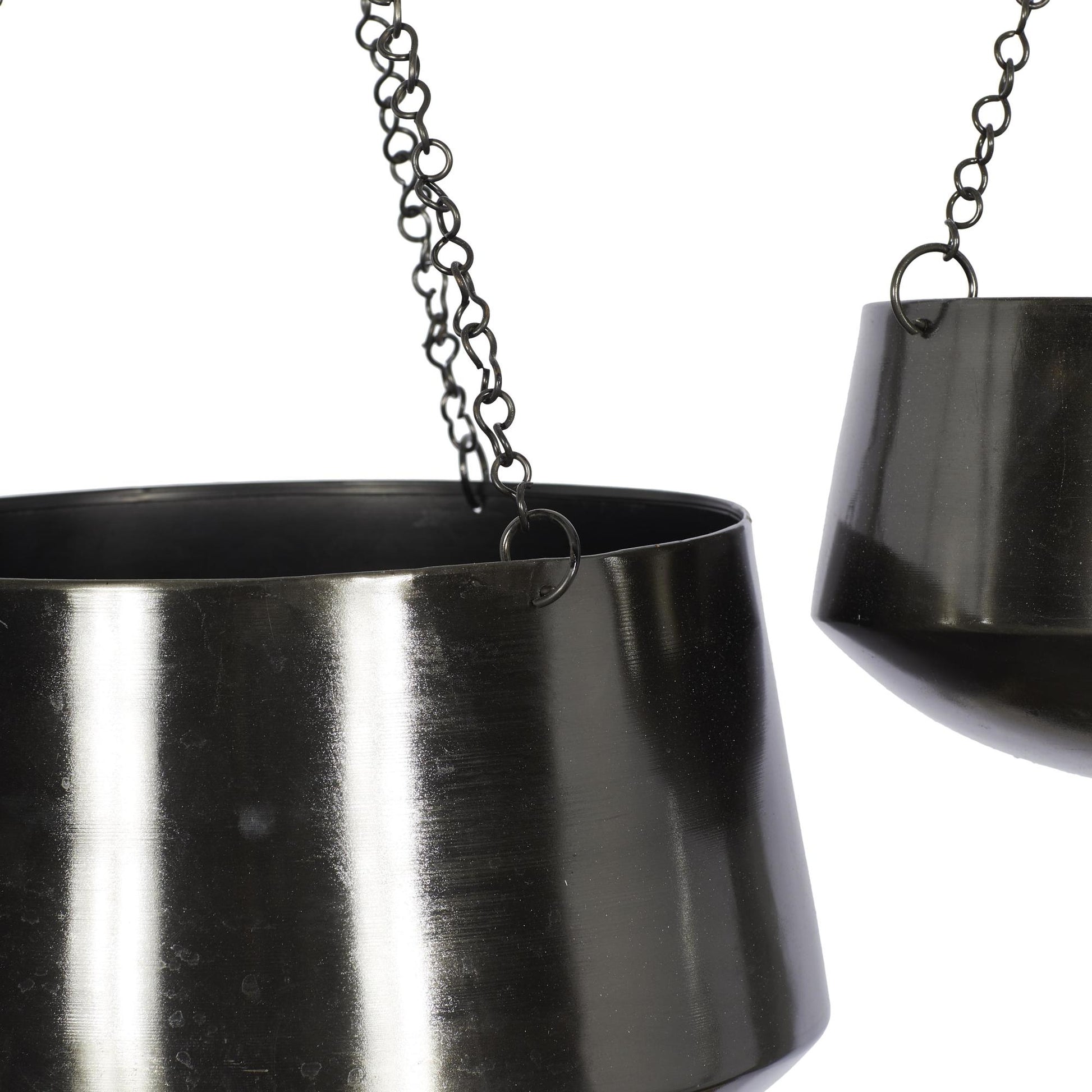 Set of 2 Metal Hanging Dome Indoor Outdoor Wall Planter with Chain