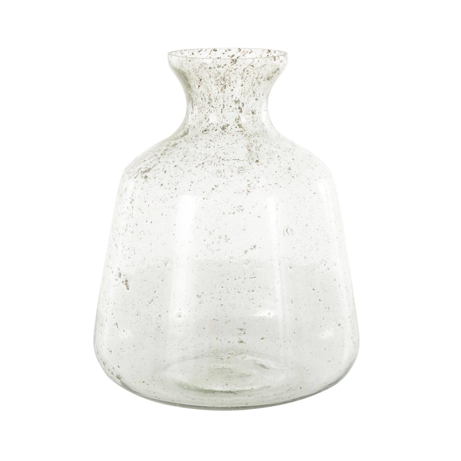 Clear Glass Speckled Decorative Vase with Brown Accents