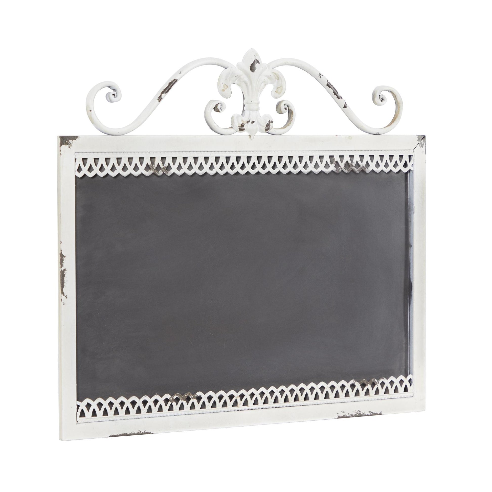 Sign White Metal Scroll Top Home Wall Decor with Chalkboard