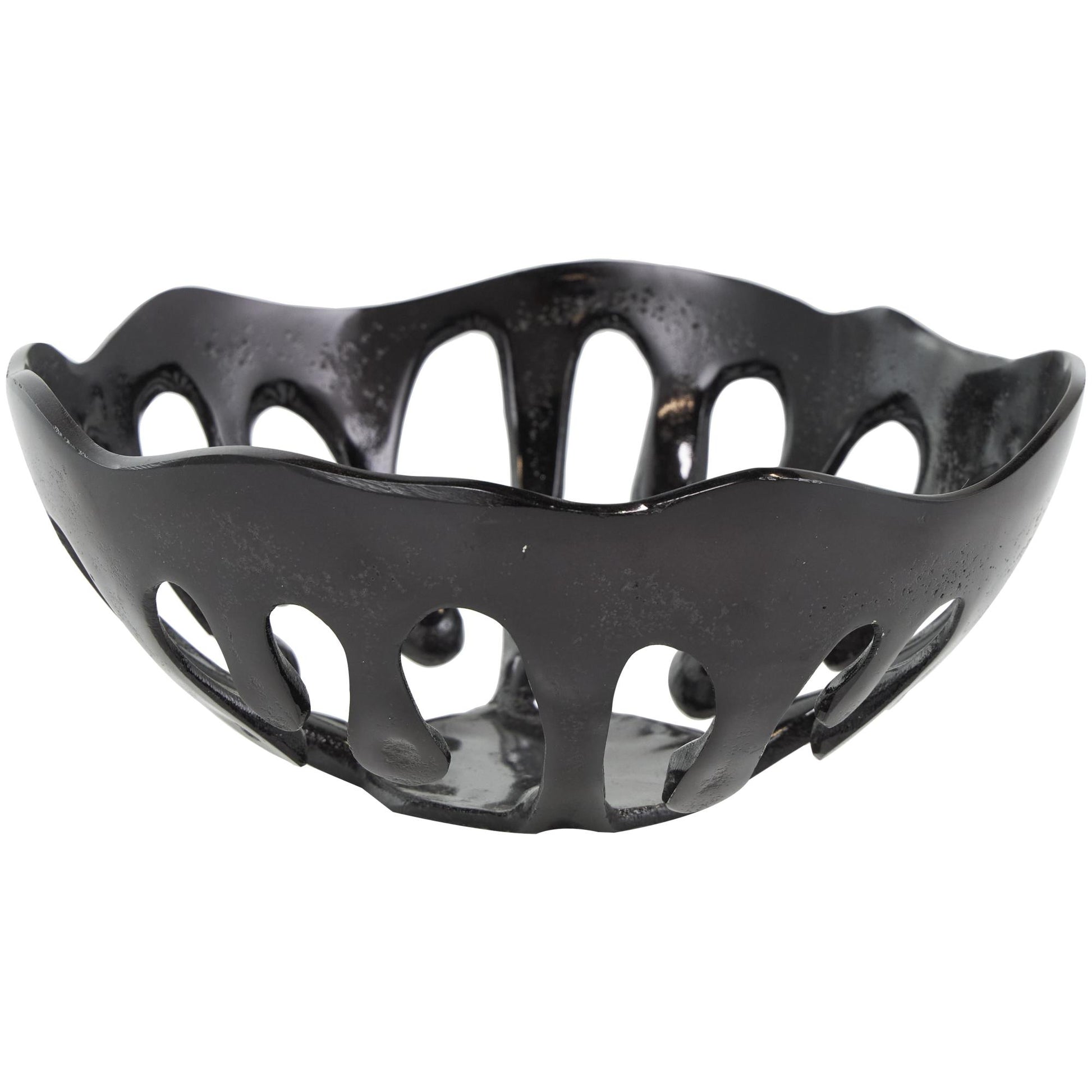 Set of 2 Abstract Aluminum Metal Drip Large Decorative Bowl with Melting Designed Body