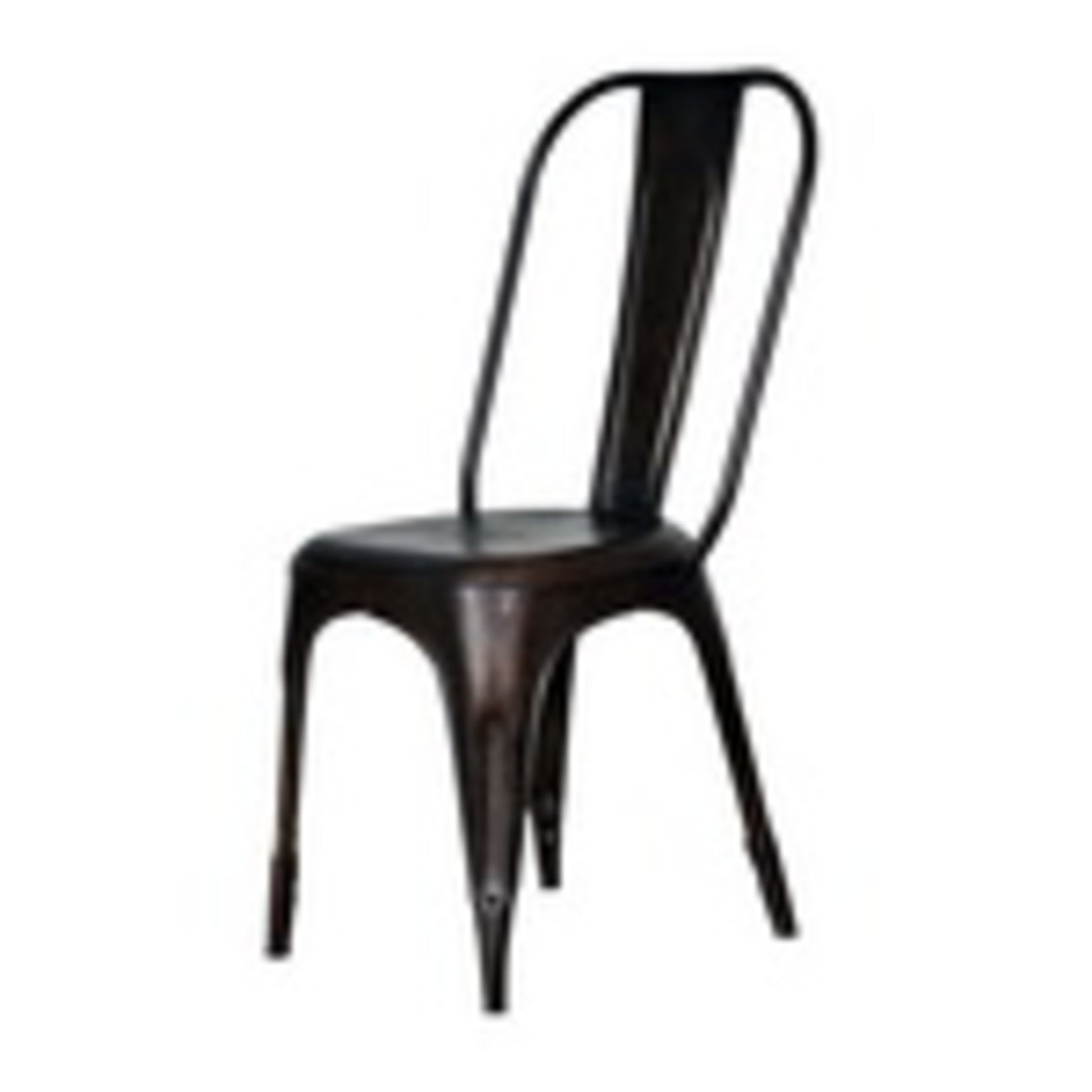 Brown Metal Weathered Cello Kitchen Dining Chair with Tapered Legs and Perforated Seat