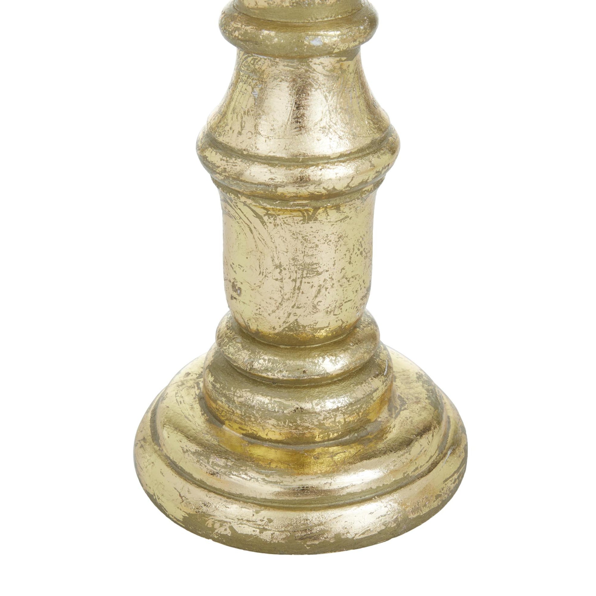 Set of 3 Mango Wood Turned Style Pillar Decorative Candle Holder