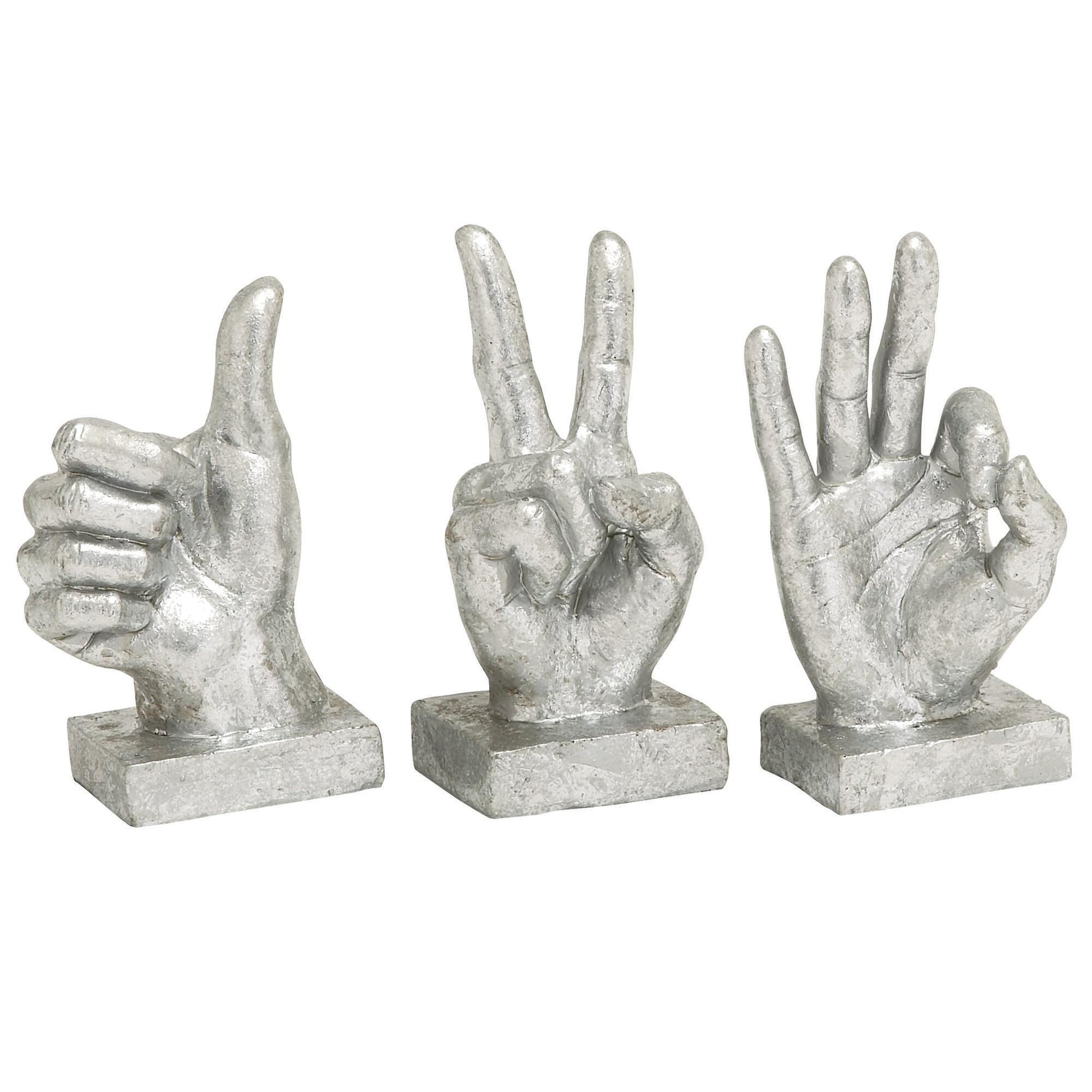CosmoLiving by Cosmopolitan Set of 3 Hands Polystone Decorative Sculpture