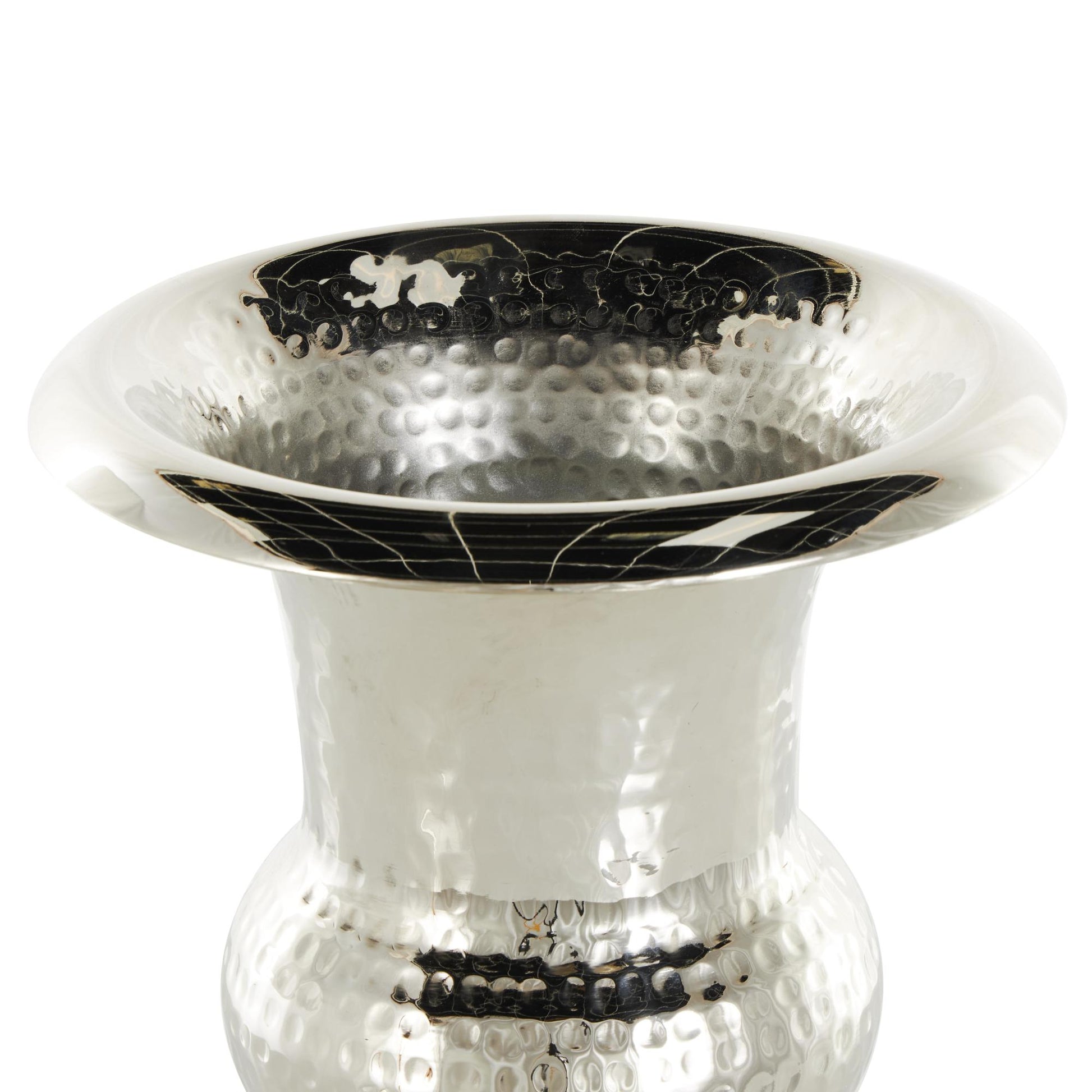 Aluminum Metal Goblet Inspired Hammered Decorative Vase