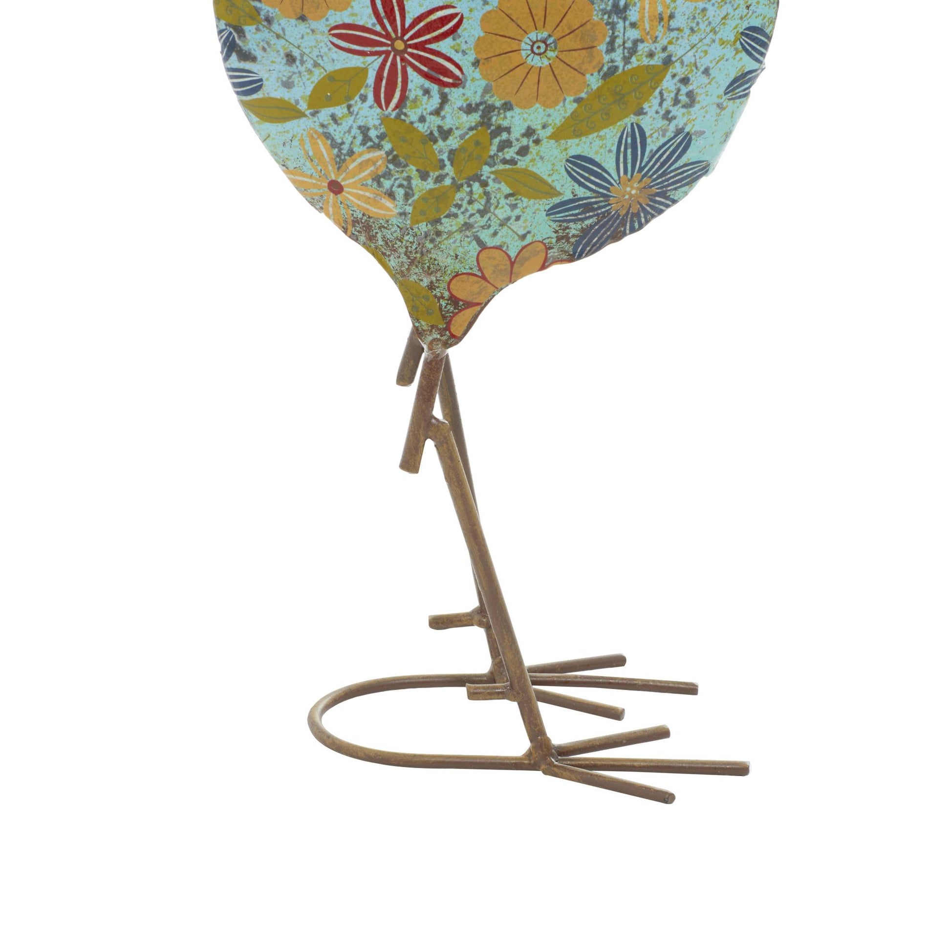 Rooster Metal Indoor Outdoor Distressed Standing Decorative Garden Sculpture with U Shaped Feet