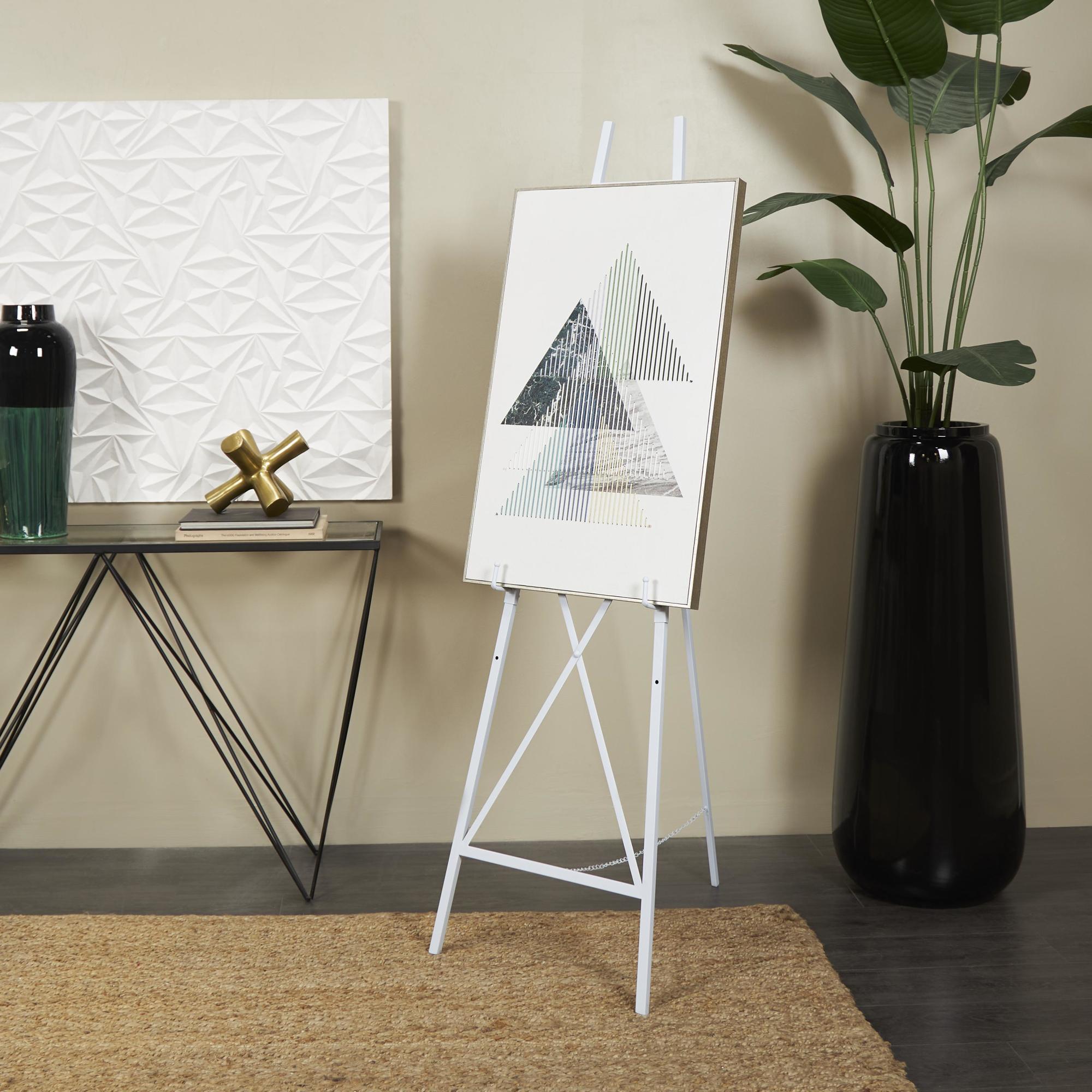 White Metal Tall Adjustable Display Easel with Chain Support