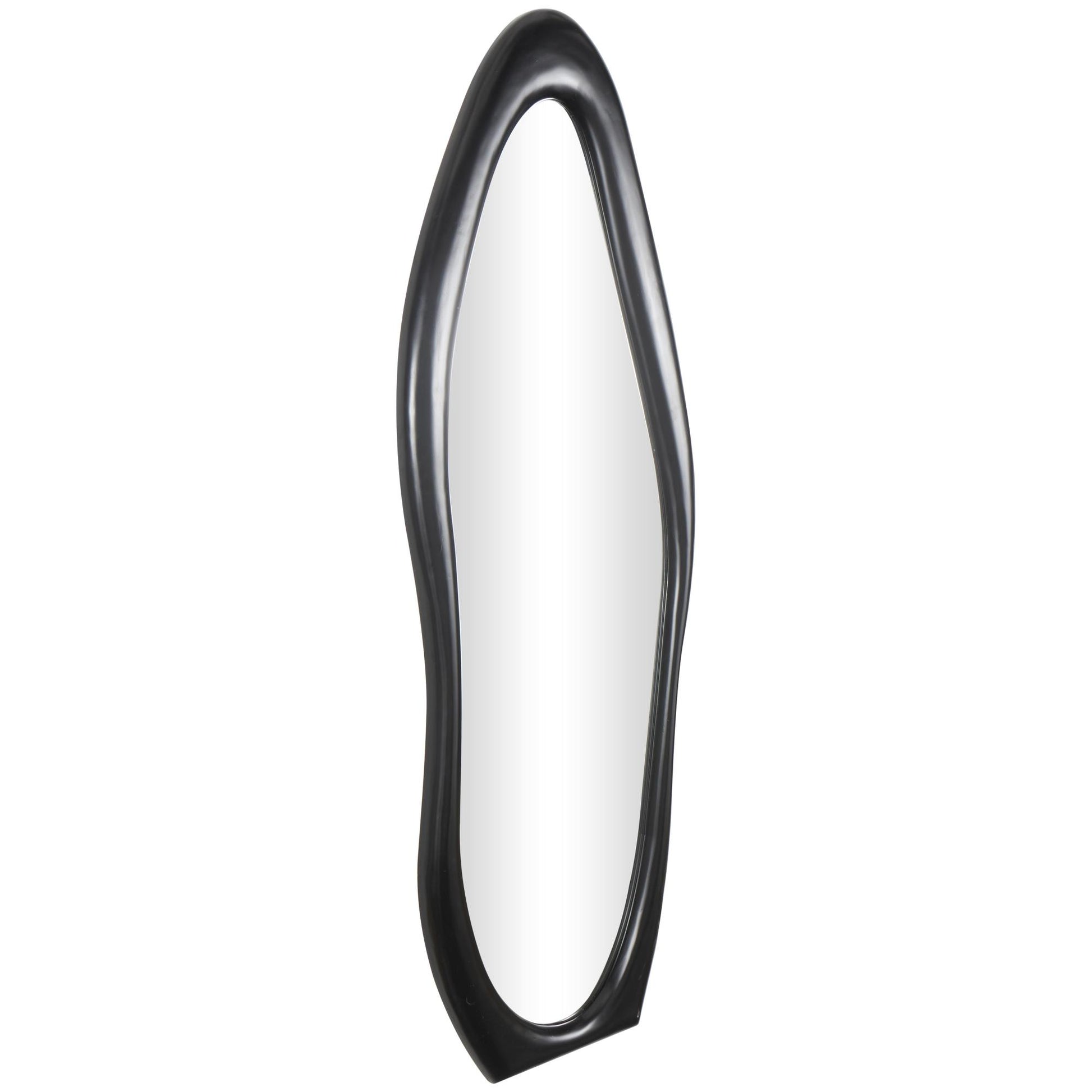 Wooden Abstract Wavy Room Wall Mirror 24" x 2" x 63"
