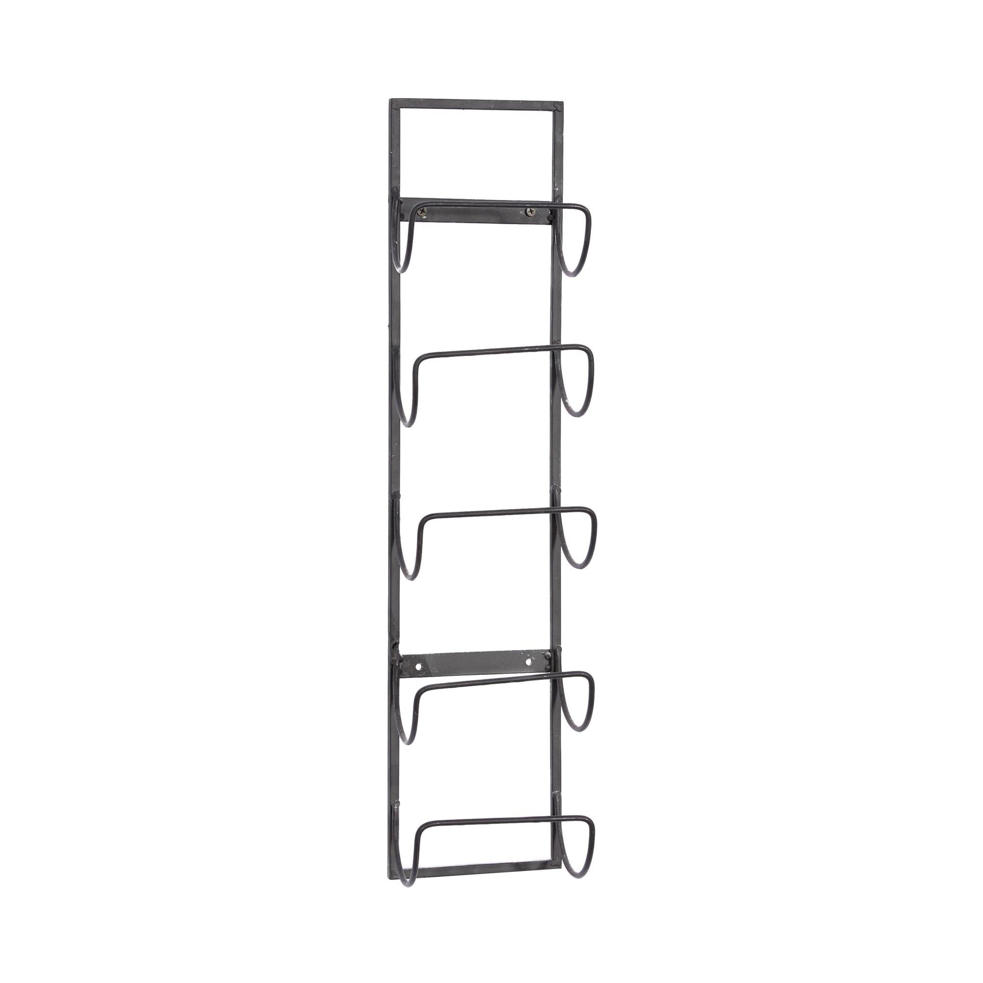 Black Metal 5 Bottle Display Wall Wine Rack