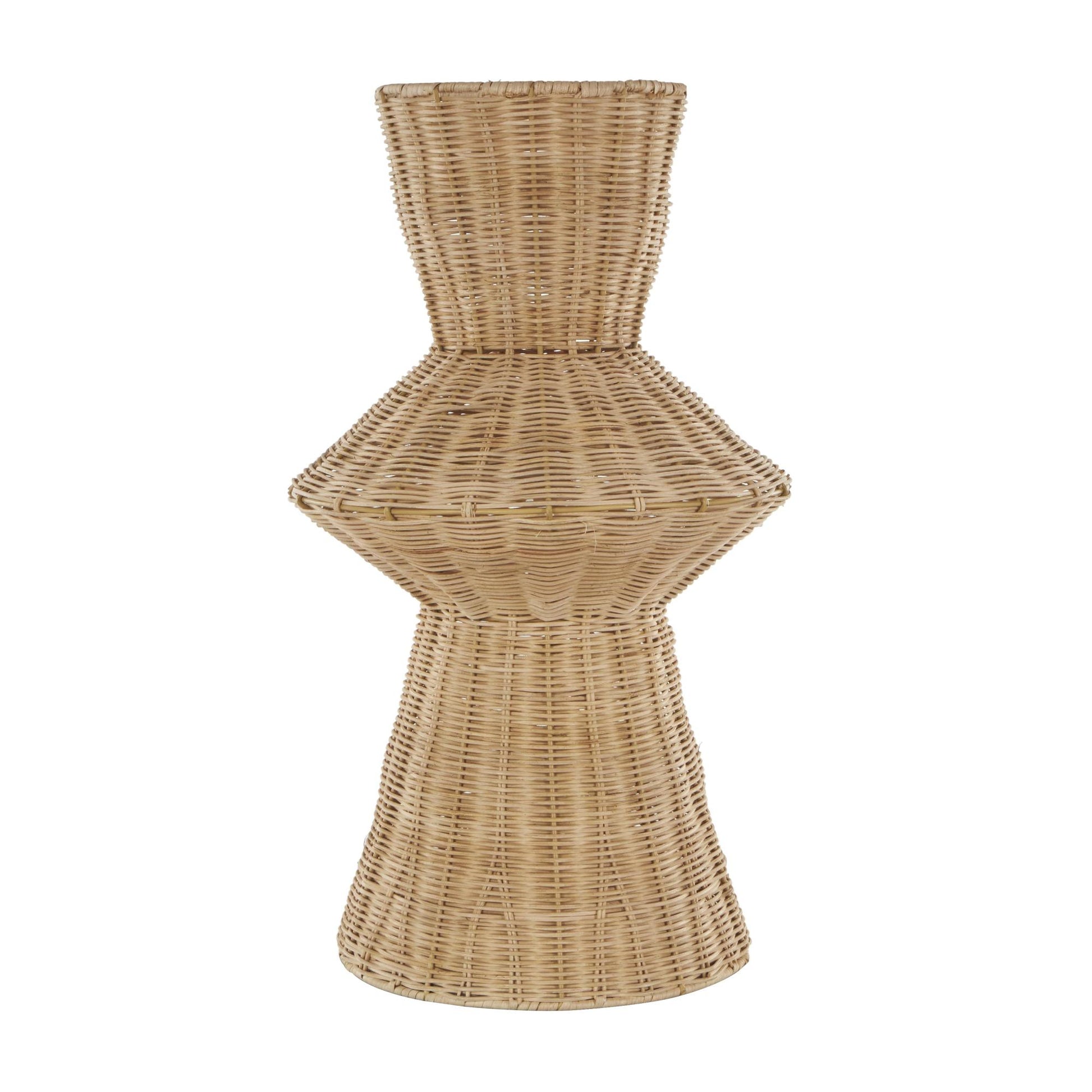 Brown Rattan Handmade Woven Tapered Fluted Decorative Vase