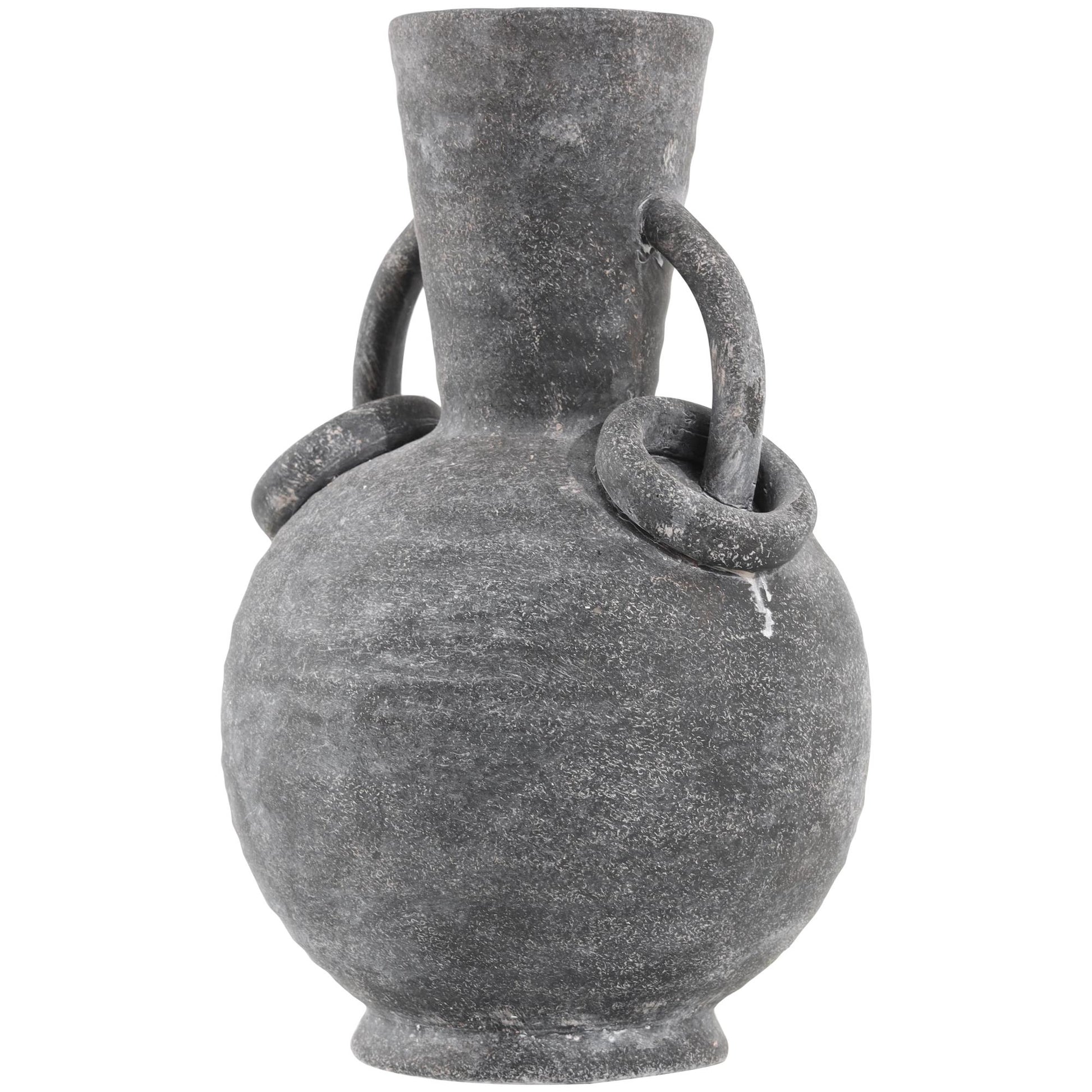 Ceramic Textured Decorative Vase with Ring Handles