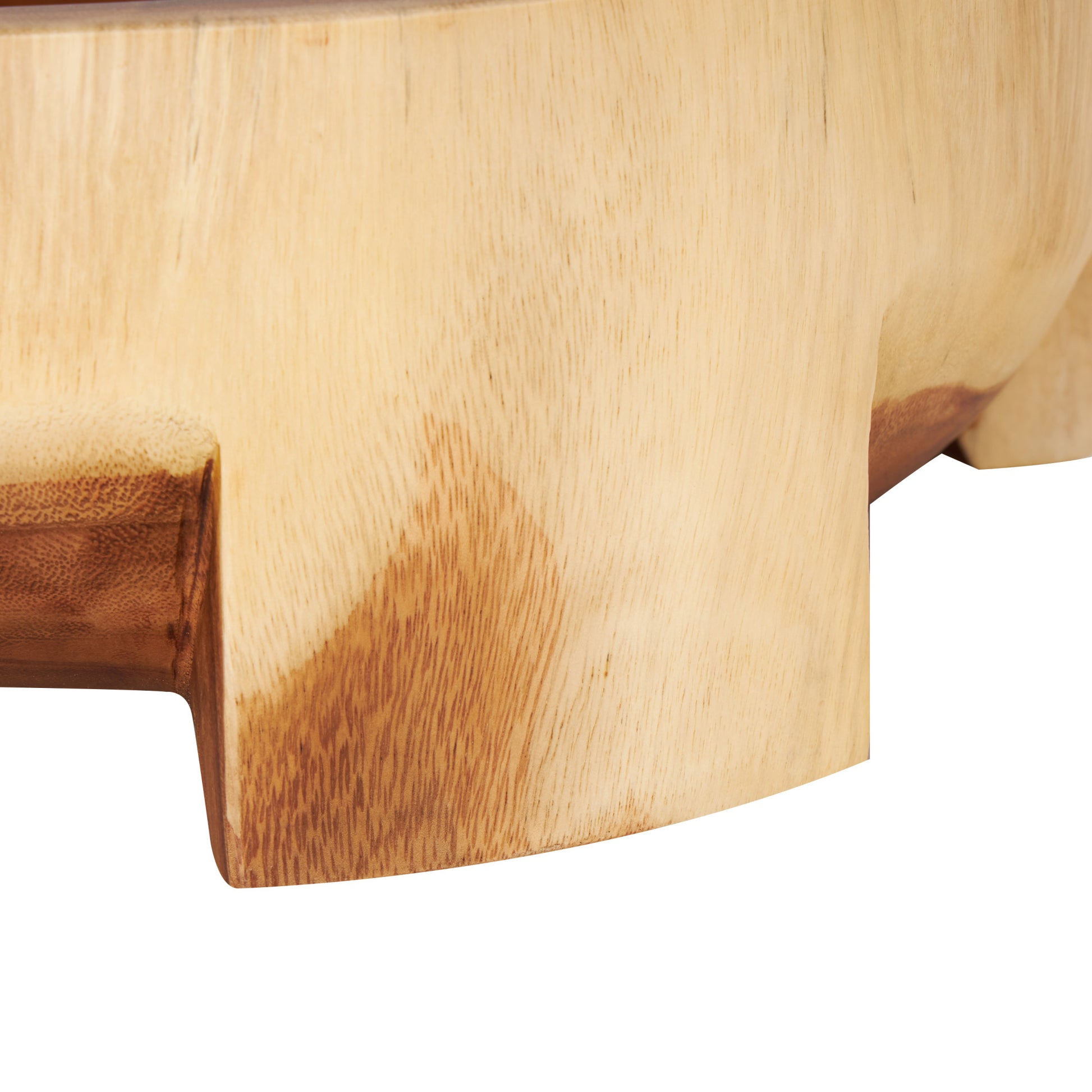 Light Brown Wood Handmade Round Large Decorative Bowl