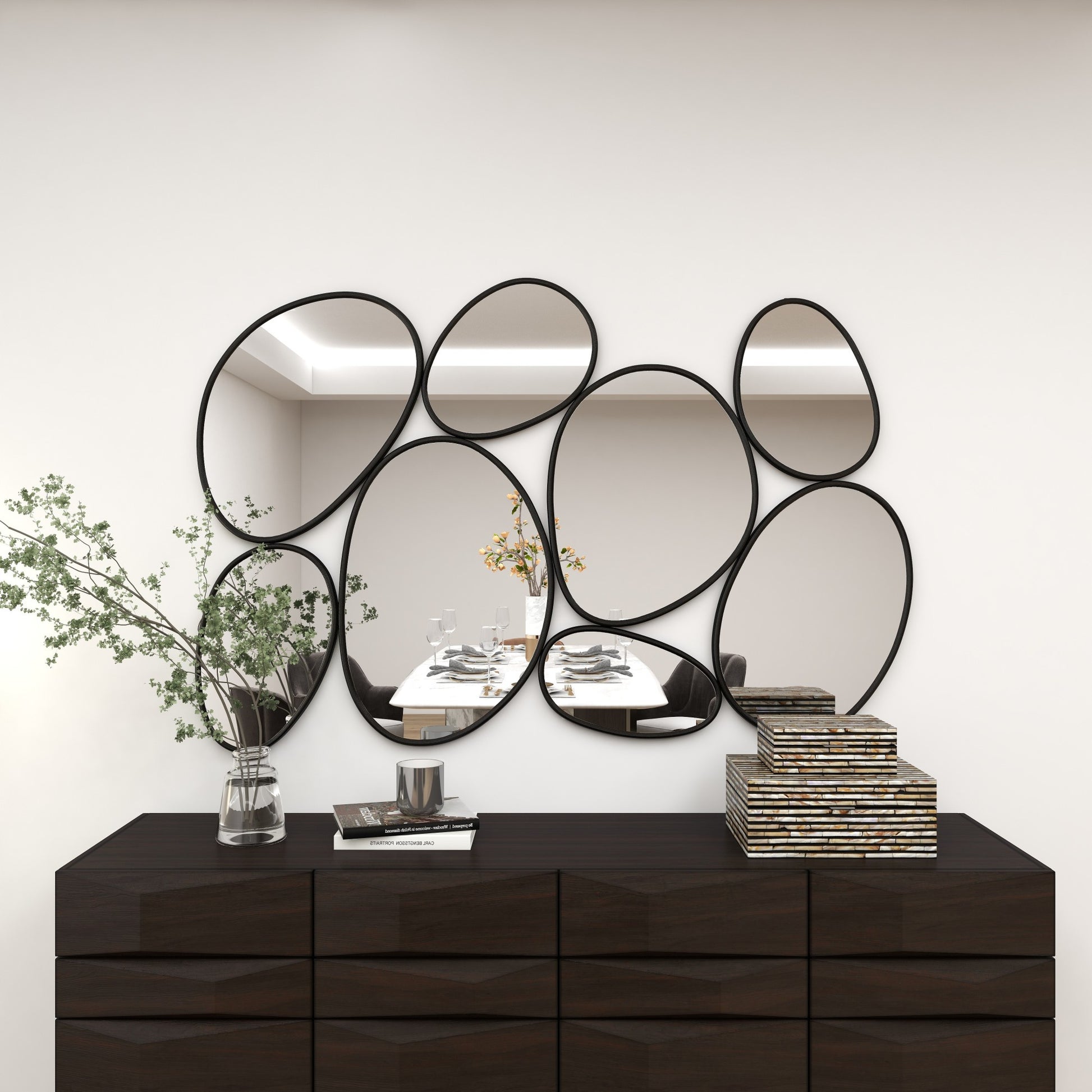 Black Metal Bubble Cluster Room Wall Mirror
