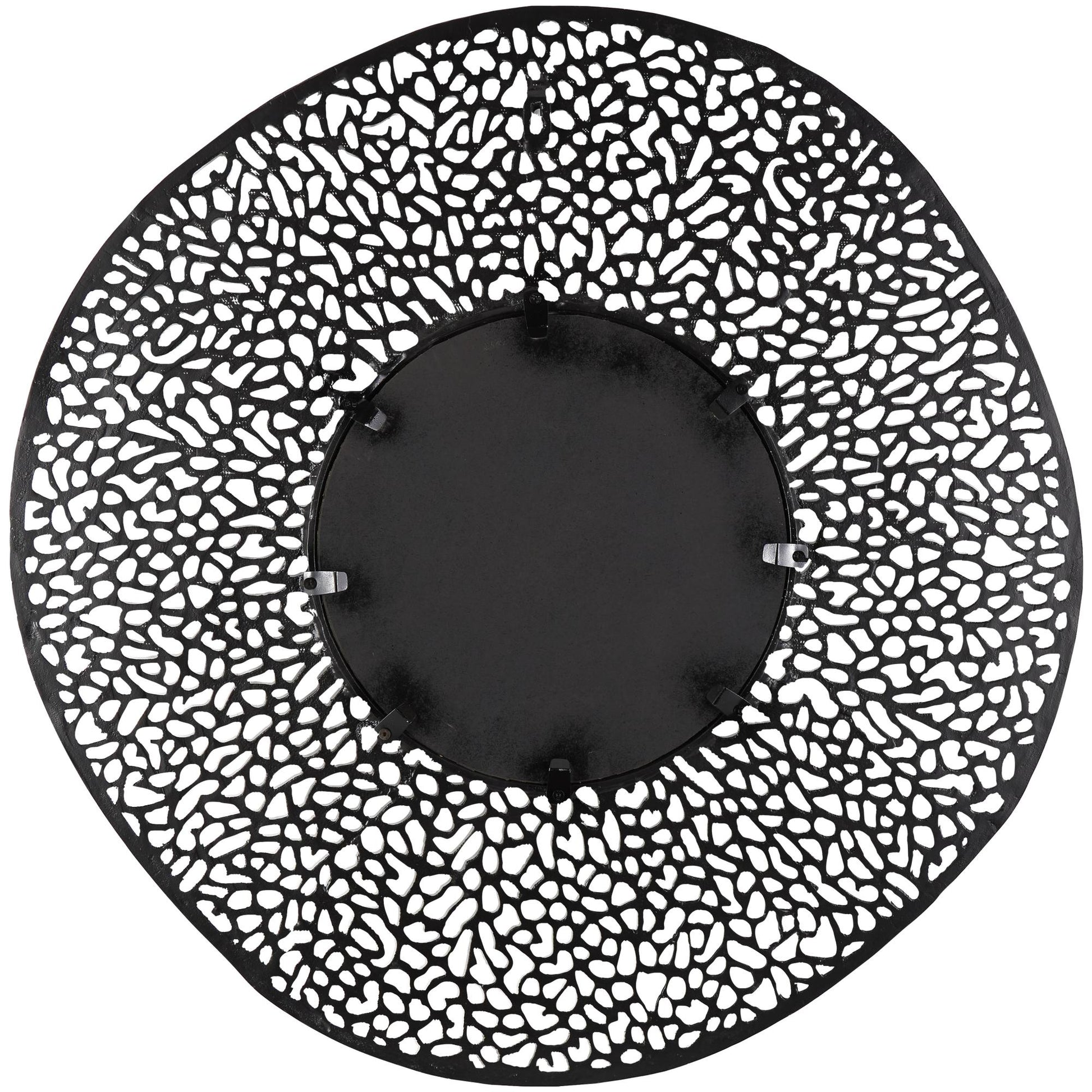 Abstract Black Aluminum Metal Room Wall Mirror with Open Lattice Frame
