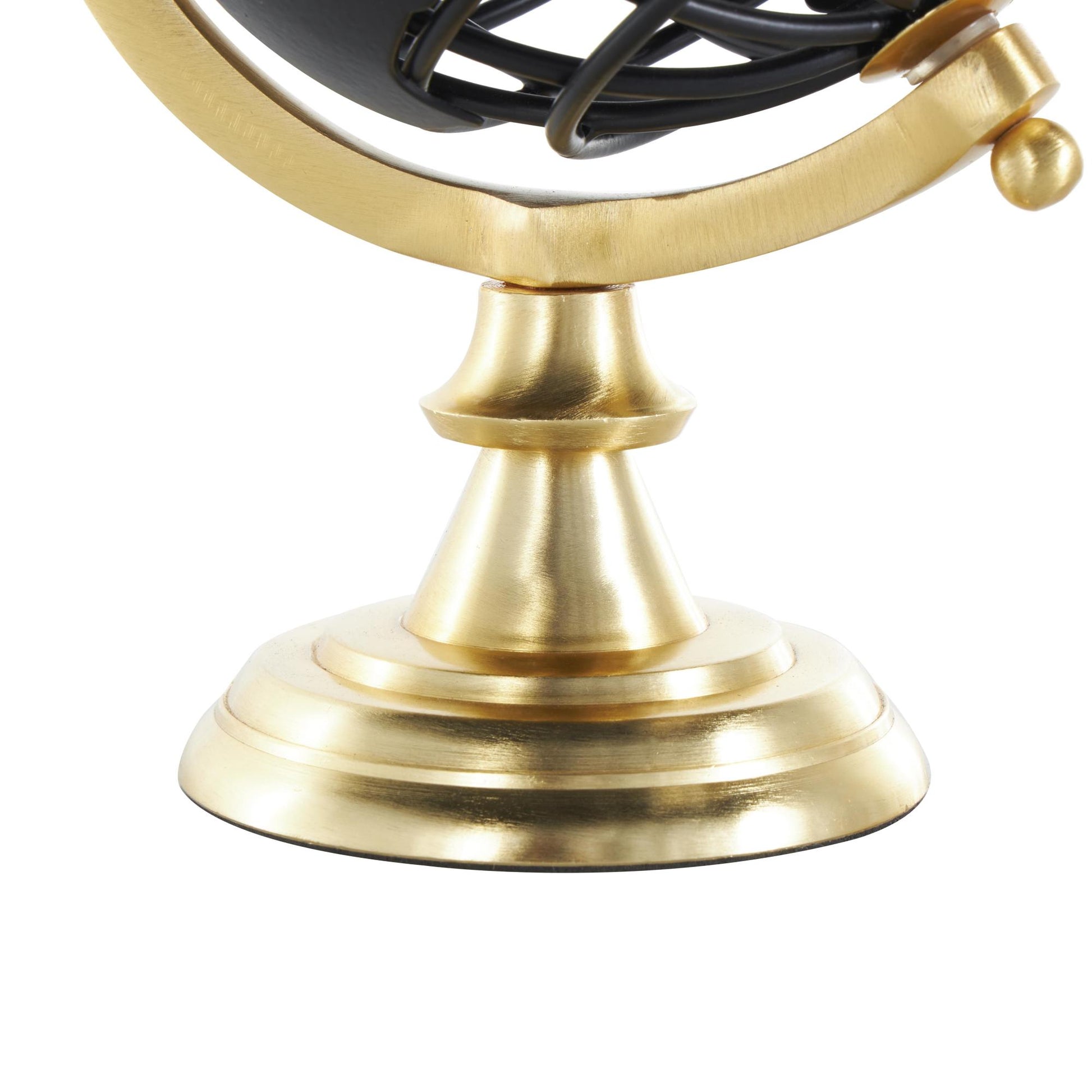 Black Aluminum Metal Open Framed Educational/Geographic Earth Globe with Wire Exterior and Gold Base