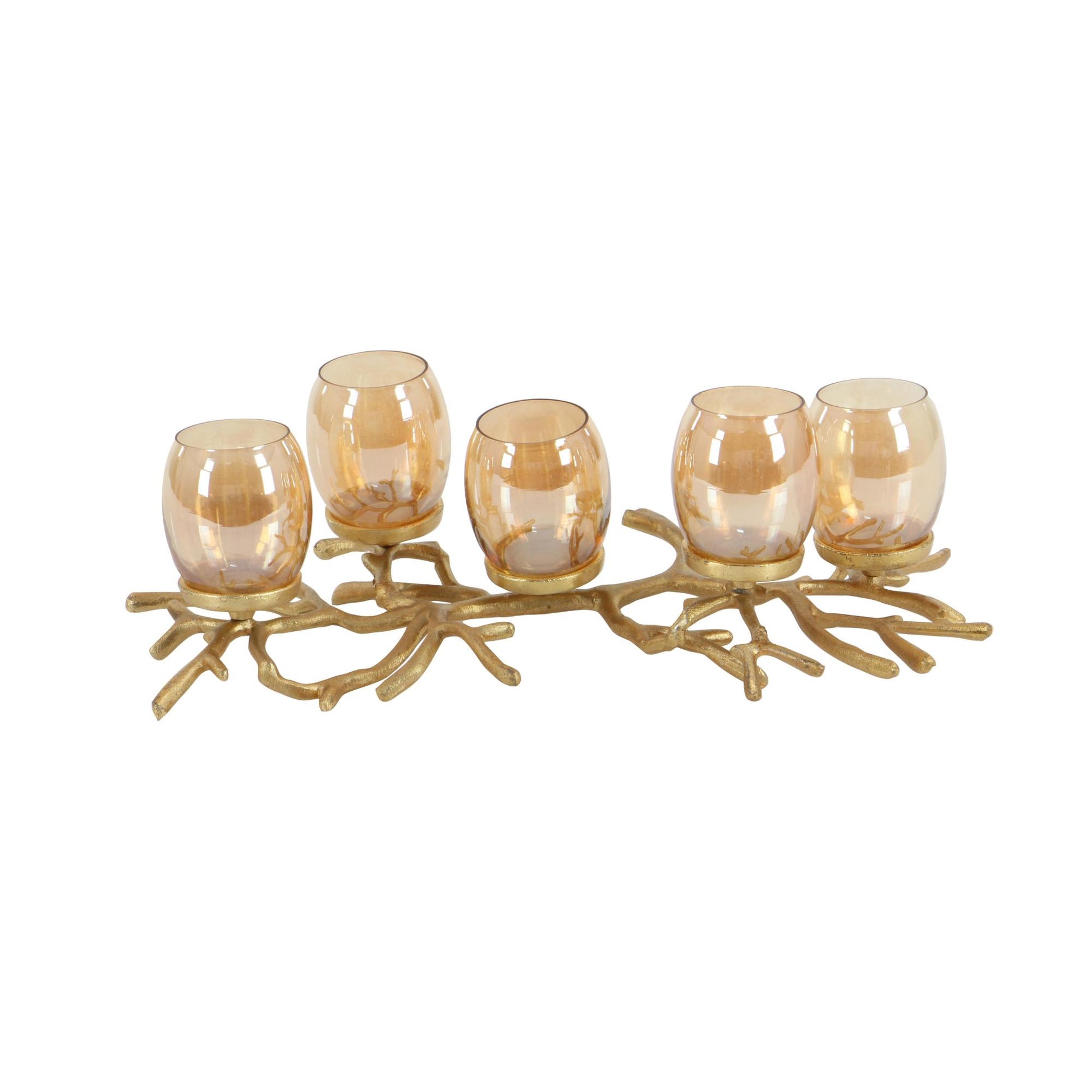 Coral Gold Aluminum Metal Decorative Candelabra