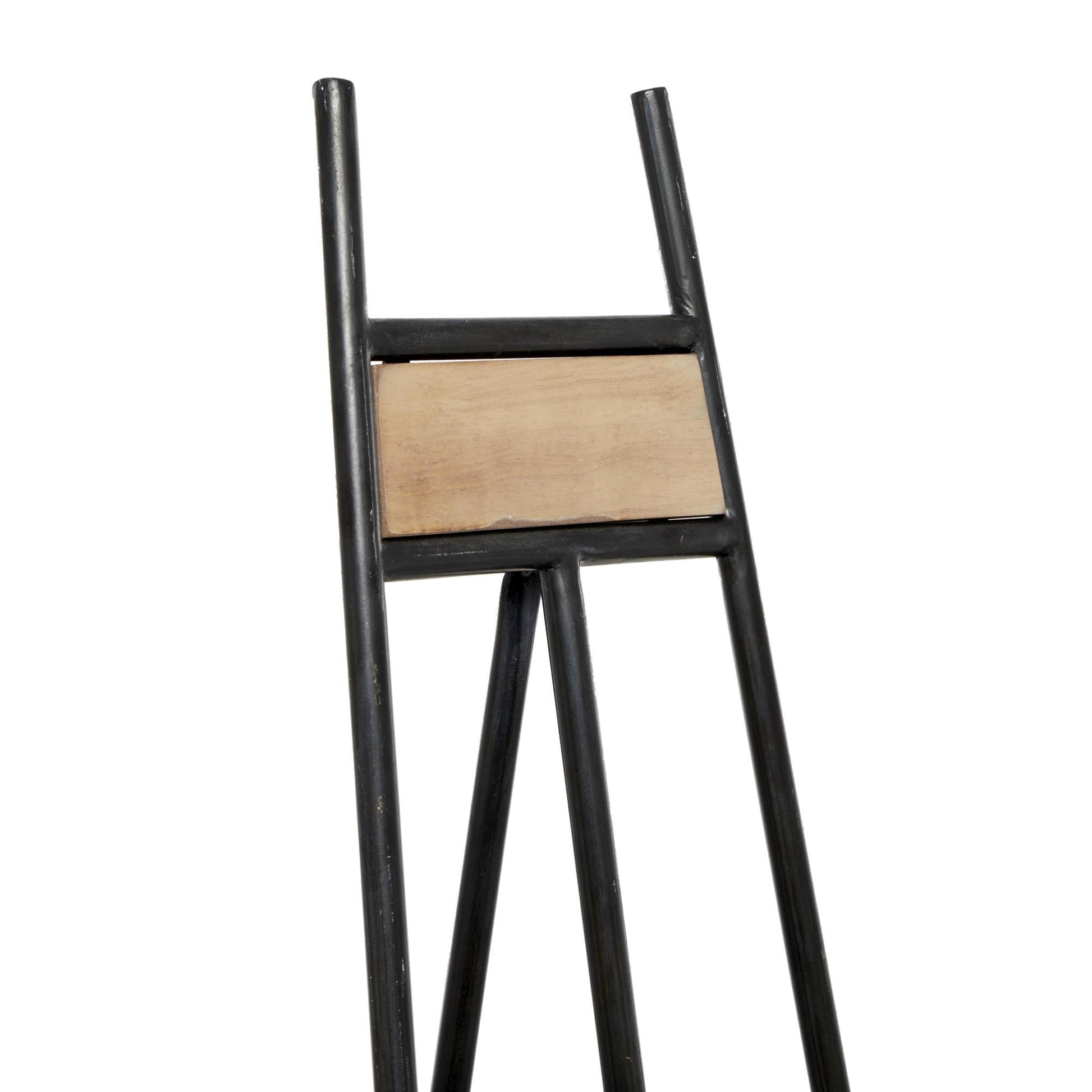 Black Metal Tall Adjustable 3 Tier Display Easel with Chain Support and Wood Accents