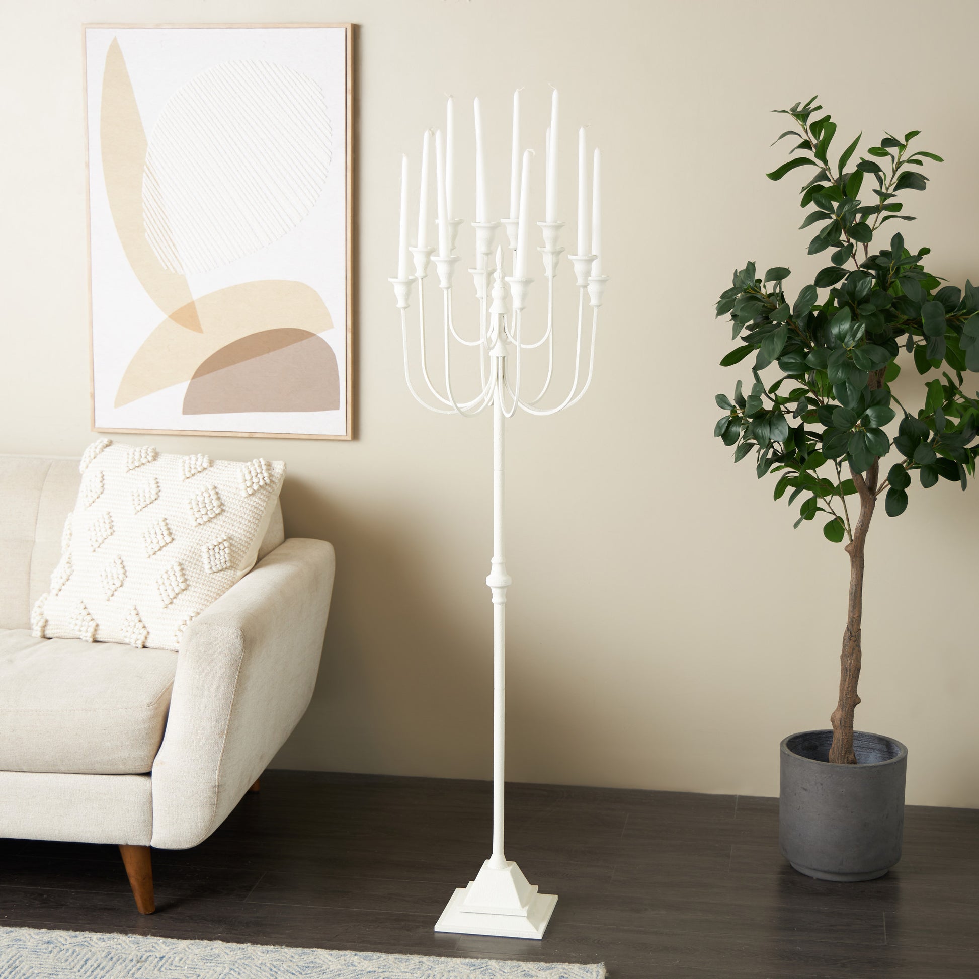 White Metal Taper 12 Slot Decorative Candelabra