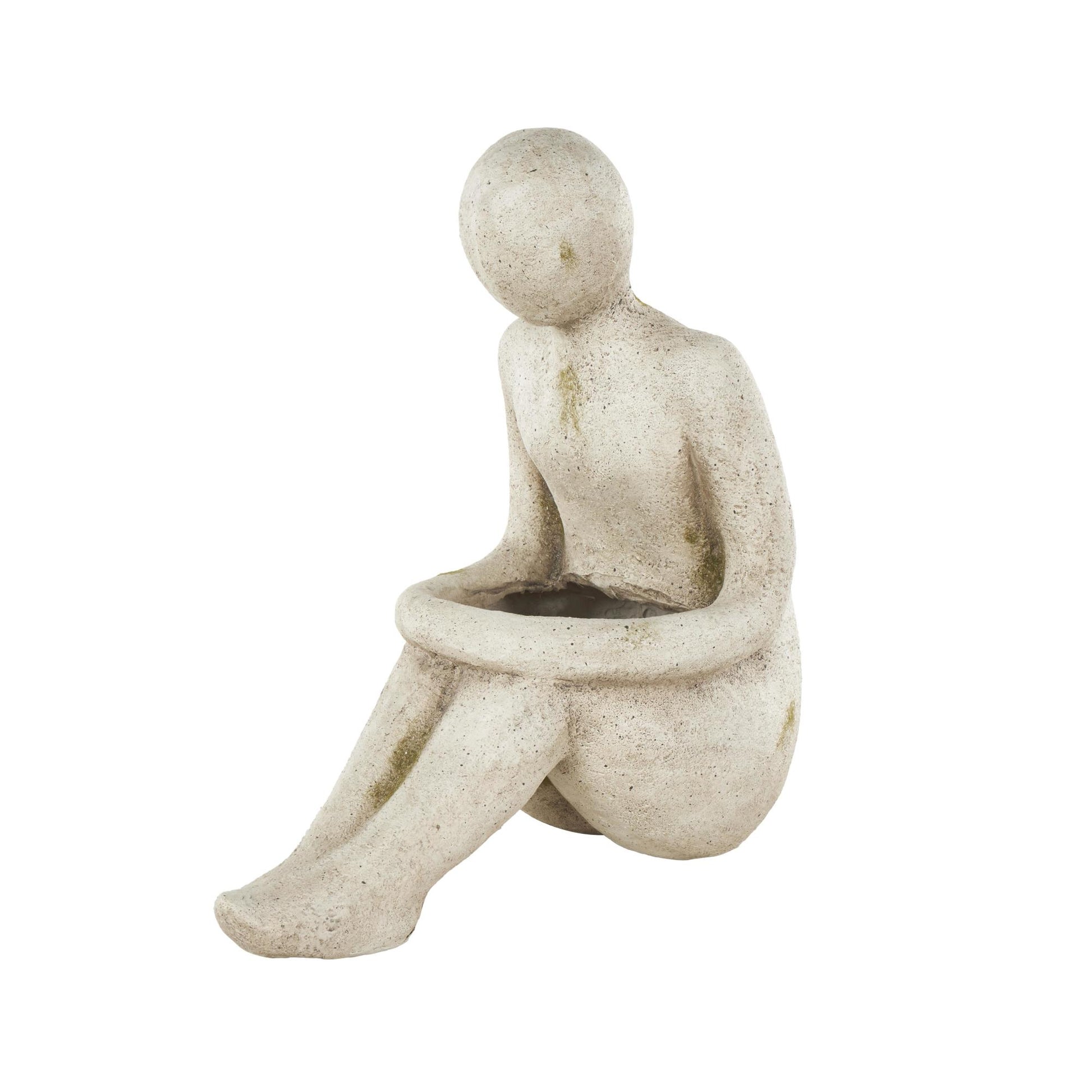 People Cream Polystone Sitting Indoor Outdoor Planter