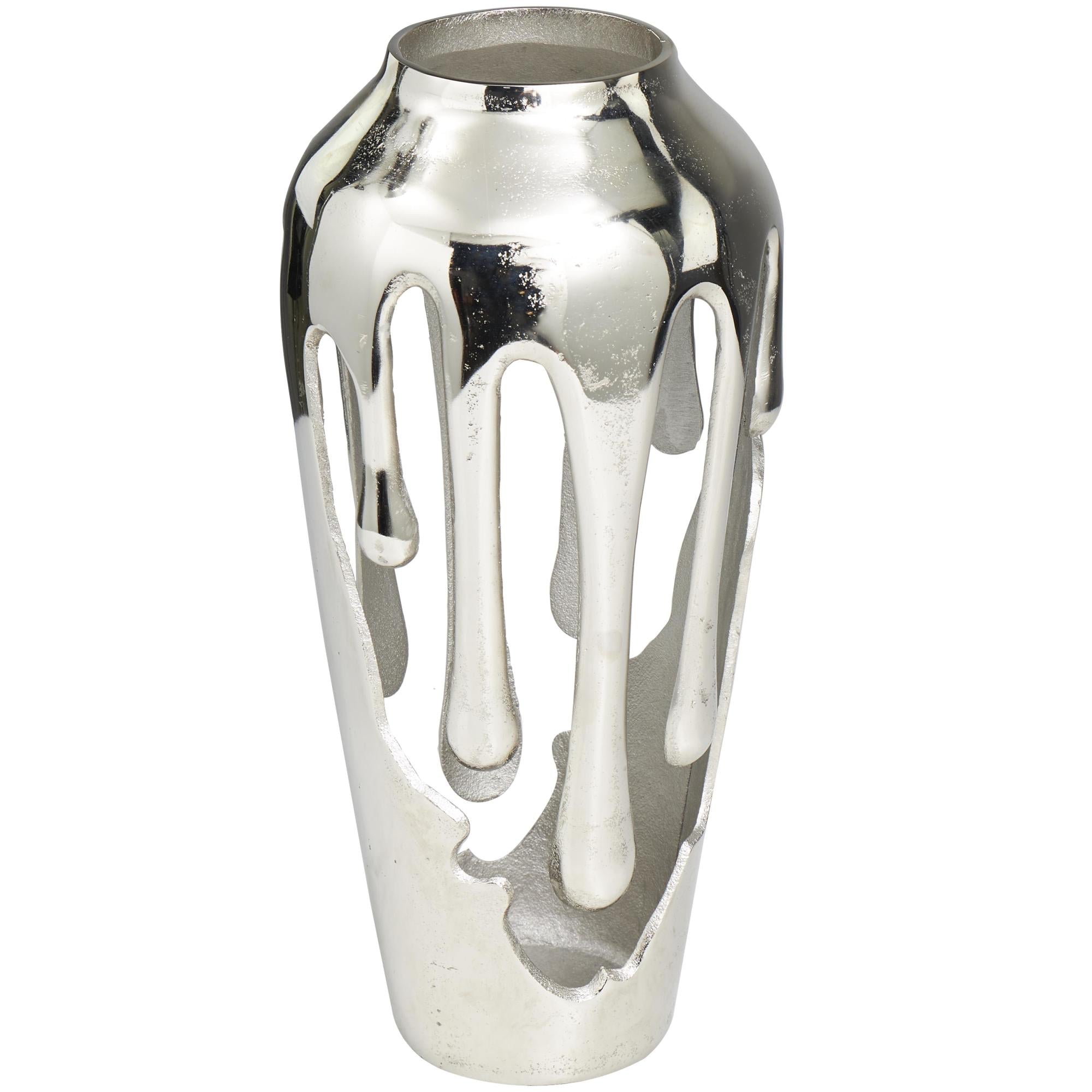 Abstract Aluminum Metal Drip Decorative Vase with Melting Designed Body