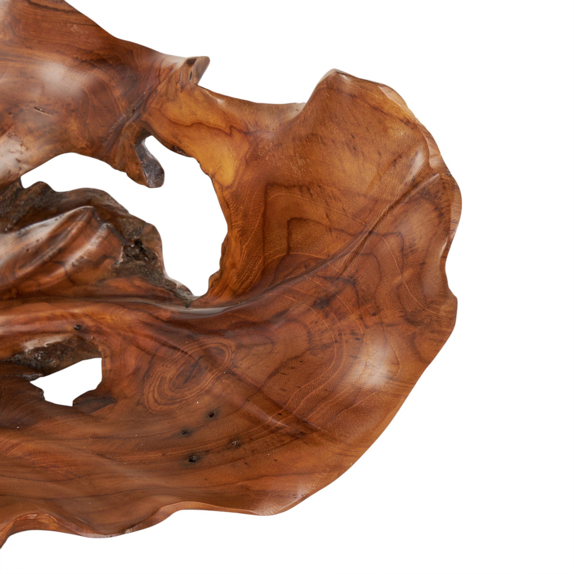 Leaf Brown Teak Wood Handmade Carved Living Room Decor Tray