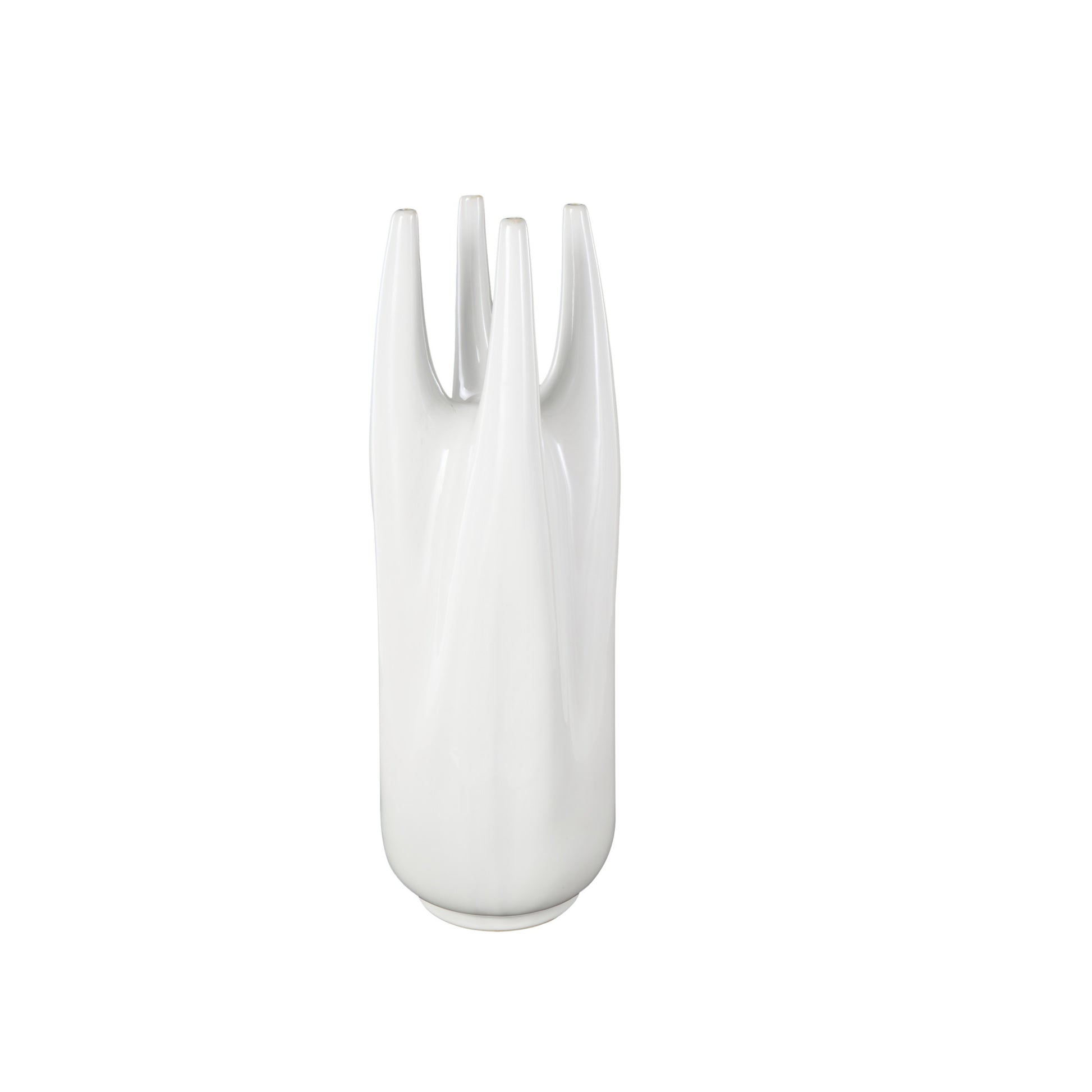 Abstract White Ceramic Decorative Vase with Multiple Openings