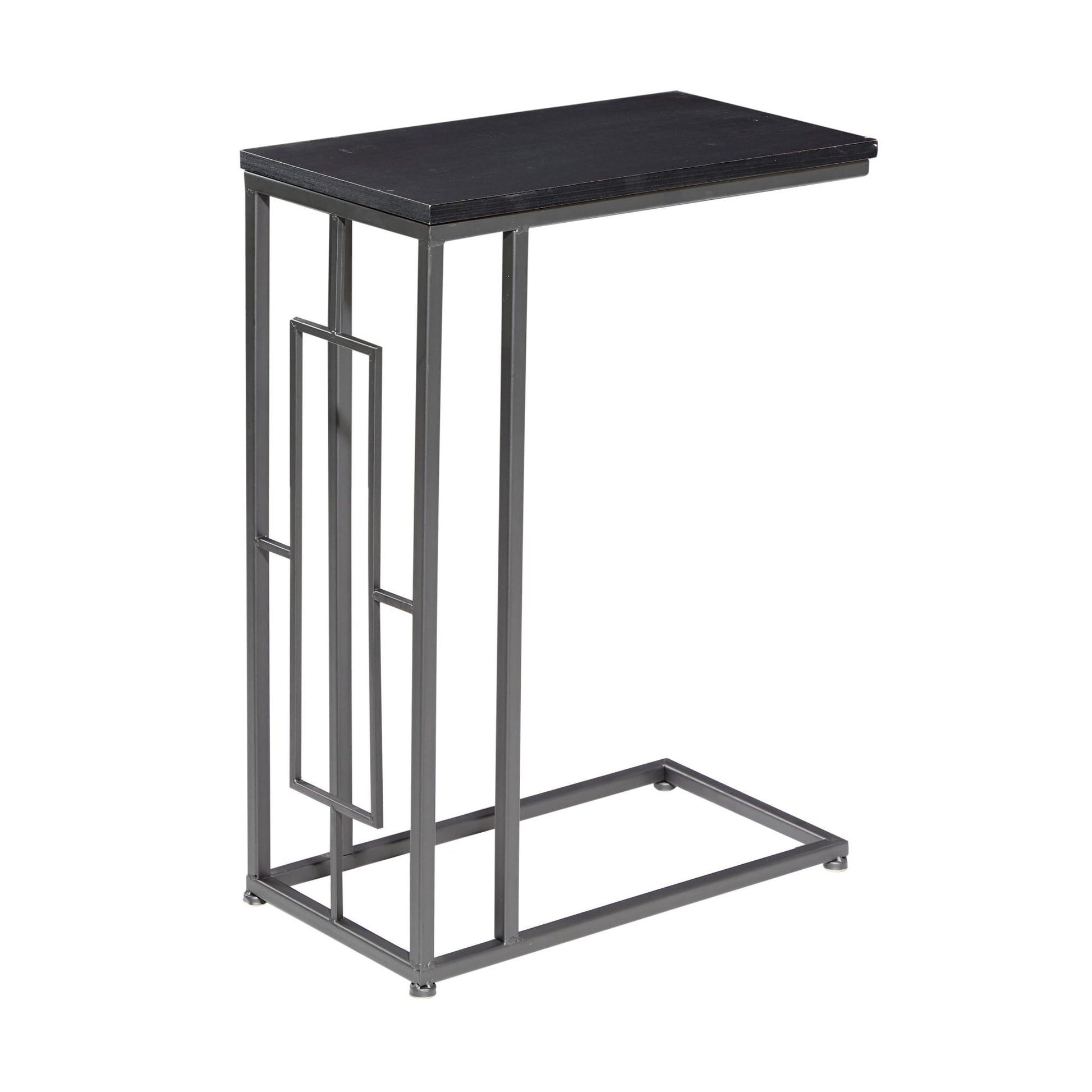 Metal C-Shaped Side End Accent Table with Black Metal Base