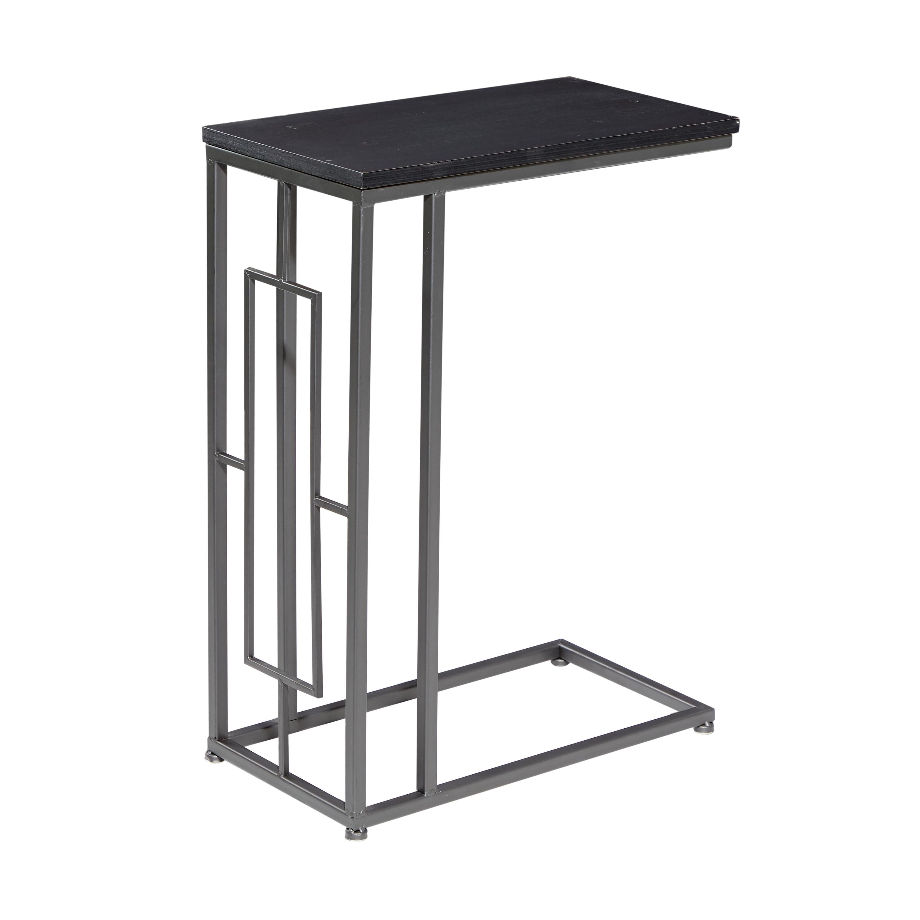 Metal C-Shaped Side End Accent Table with Black Metal Base
