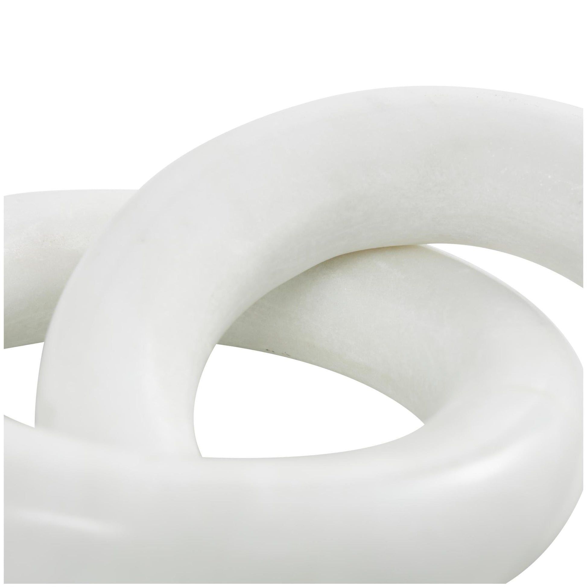 CosmoLiving by Cosmopolitan Chain White Marble Handmade Geometric 2 Link Decorative Sculpture