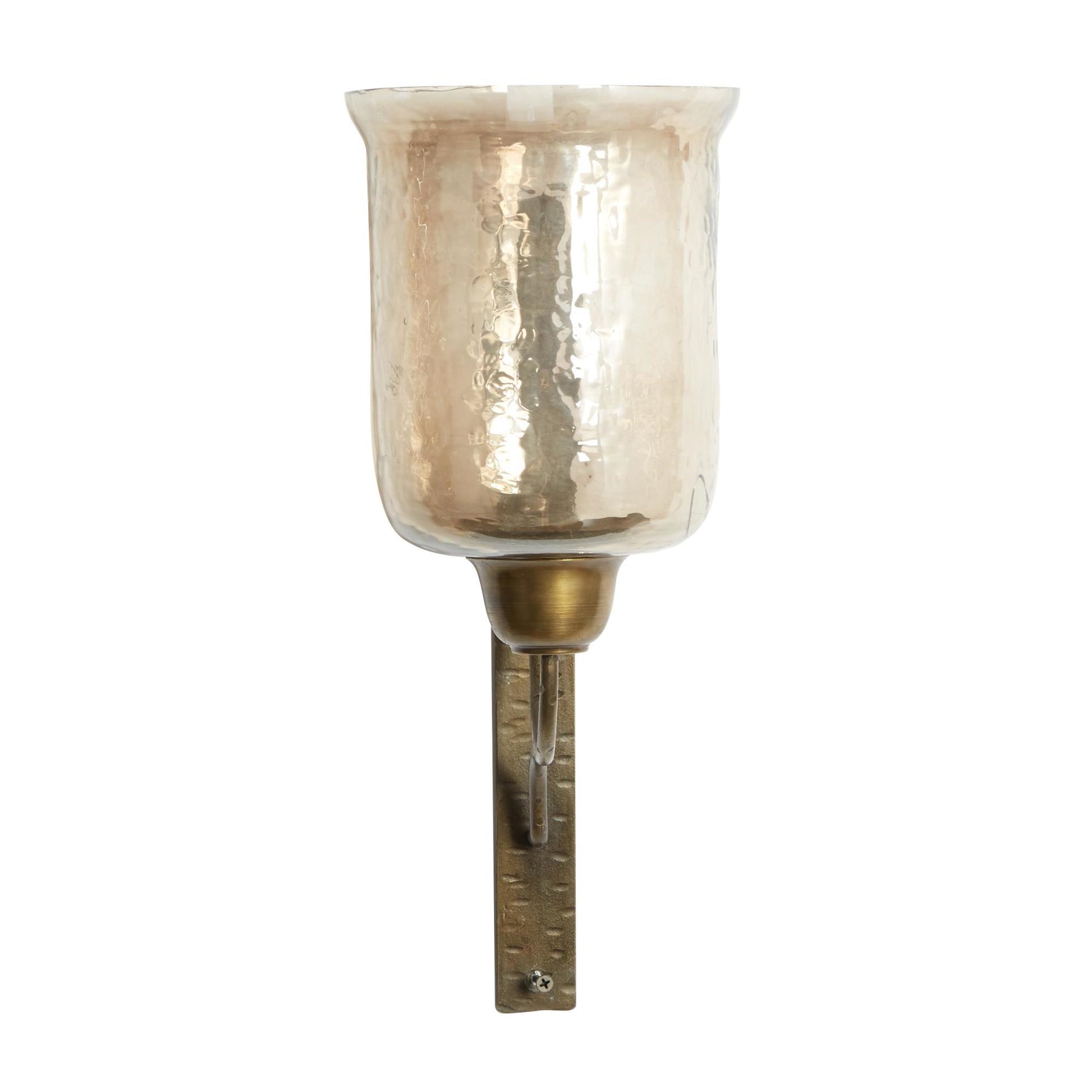 Geometric Bronze Metal Handmade Pillar Indoor Outdoor Wall Sconce with Smoked Glass
