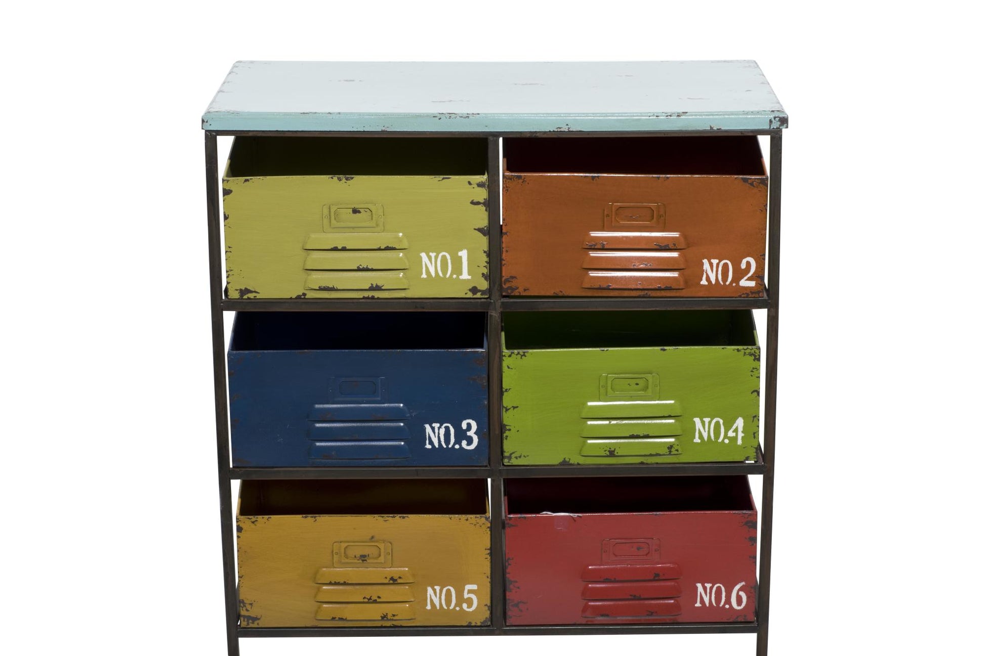 Multi Colored Metal 6 Drawer Room Storage Unit