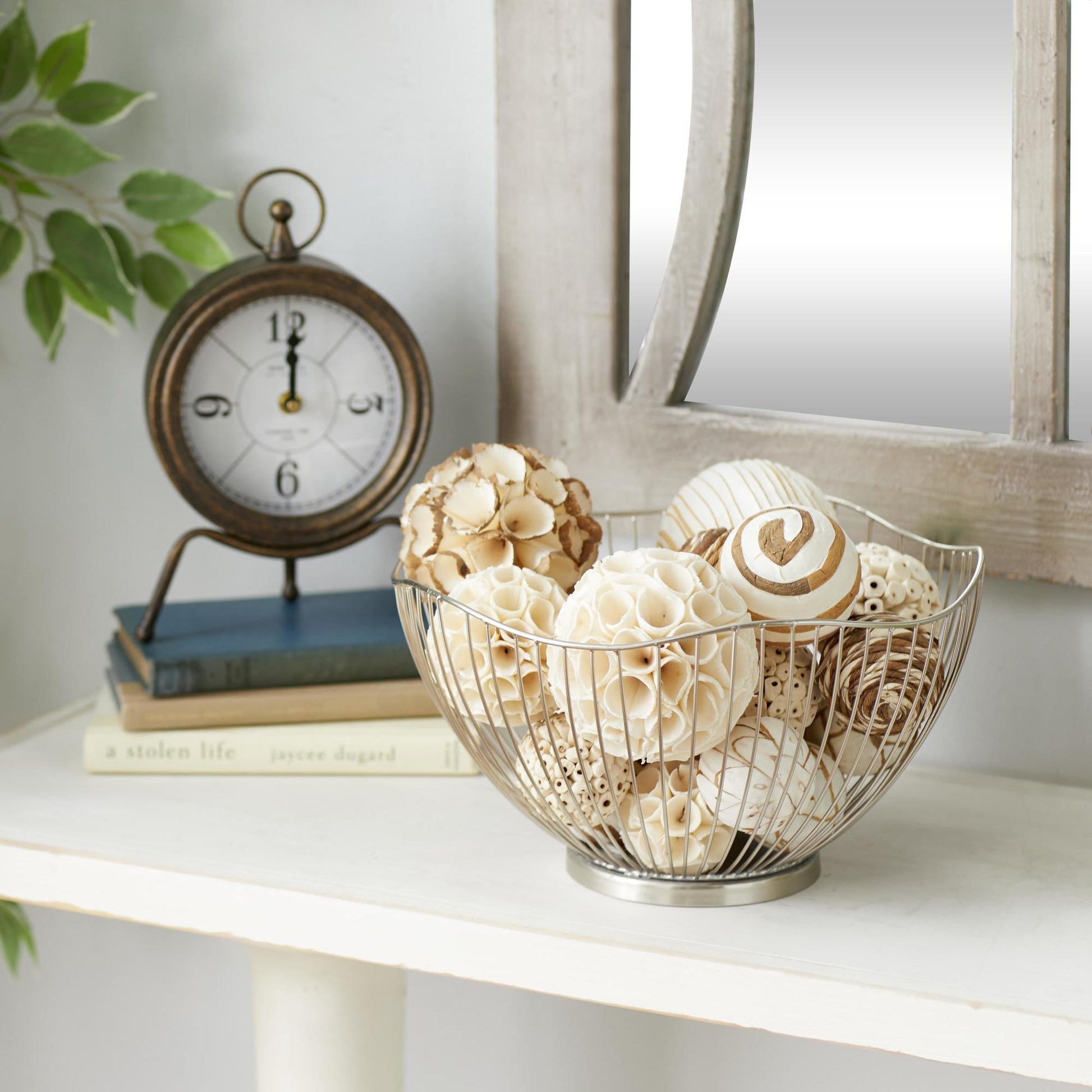 Set of 2 Brown Dried Plant Handmade Decorative Orbs & Vase Filler with Varying Designs