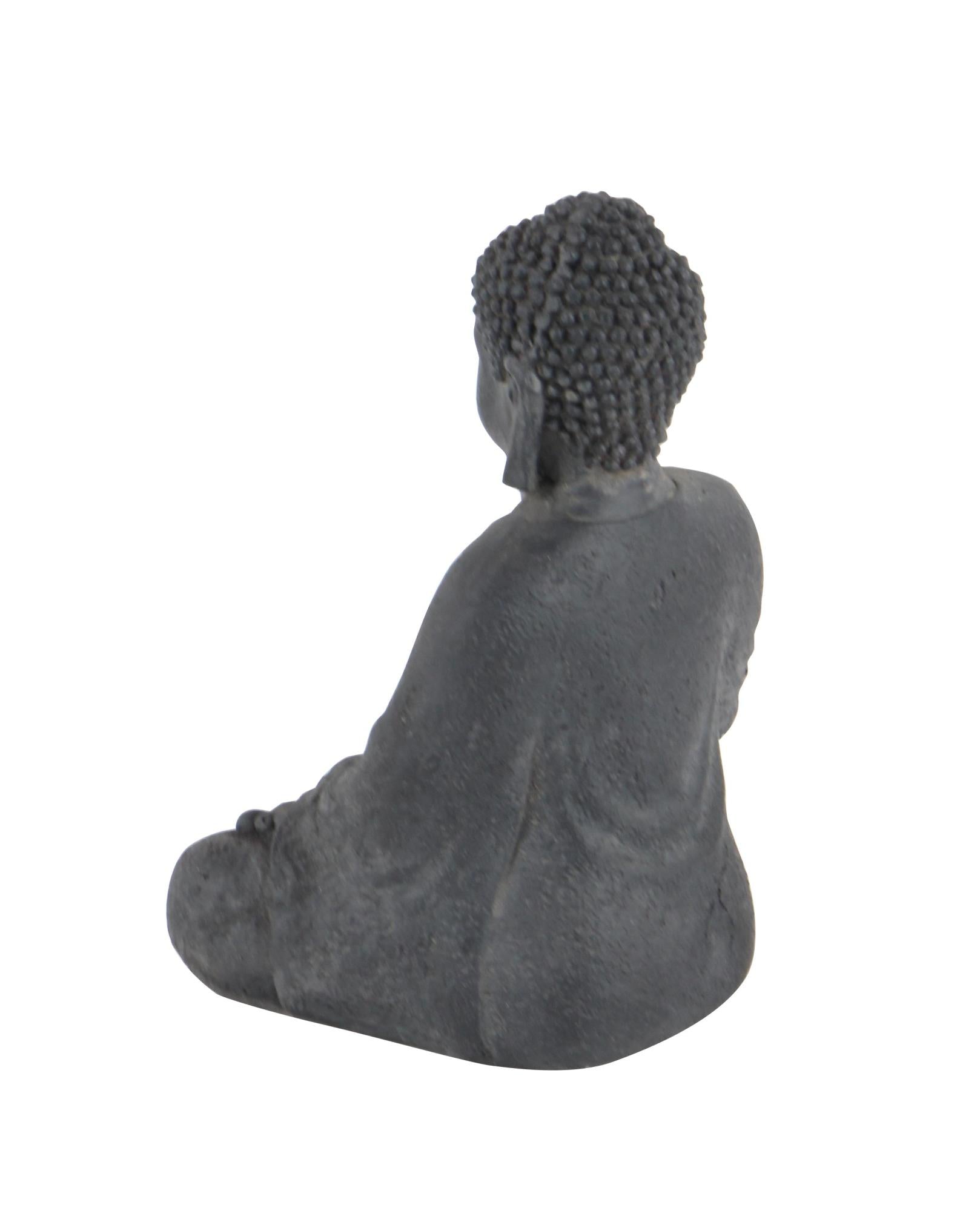 CosmoLiving by Cosmopolitan Buddha Ceramic Meditating Decorative Sculpture with Engraved Carvings and Relief Detailing