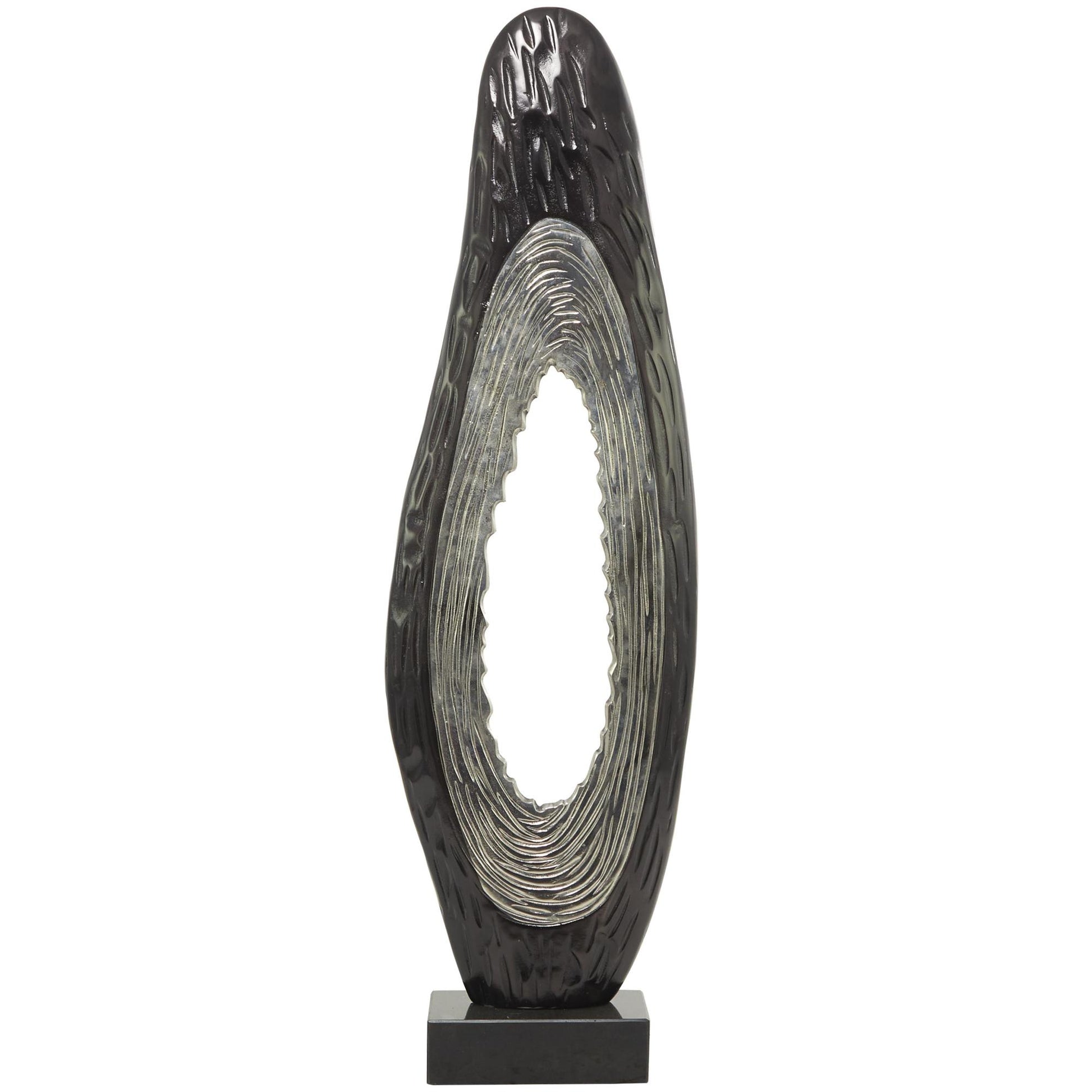 Abstract Aluminum Metal Teardrop Decorative Sculpture with Black Base