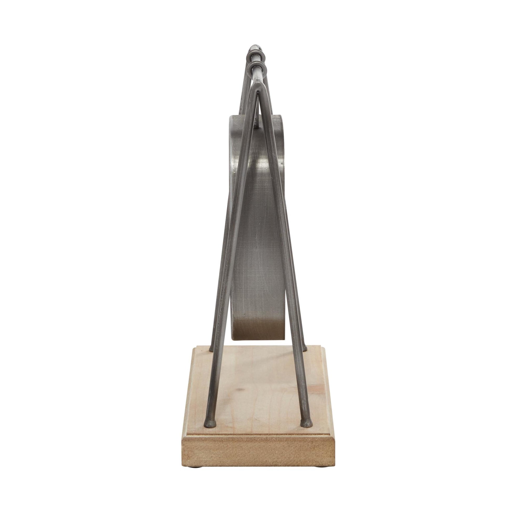 Gray Wood Pendulum Decorative Clock with Wood Base