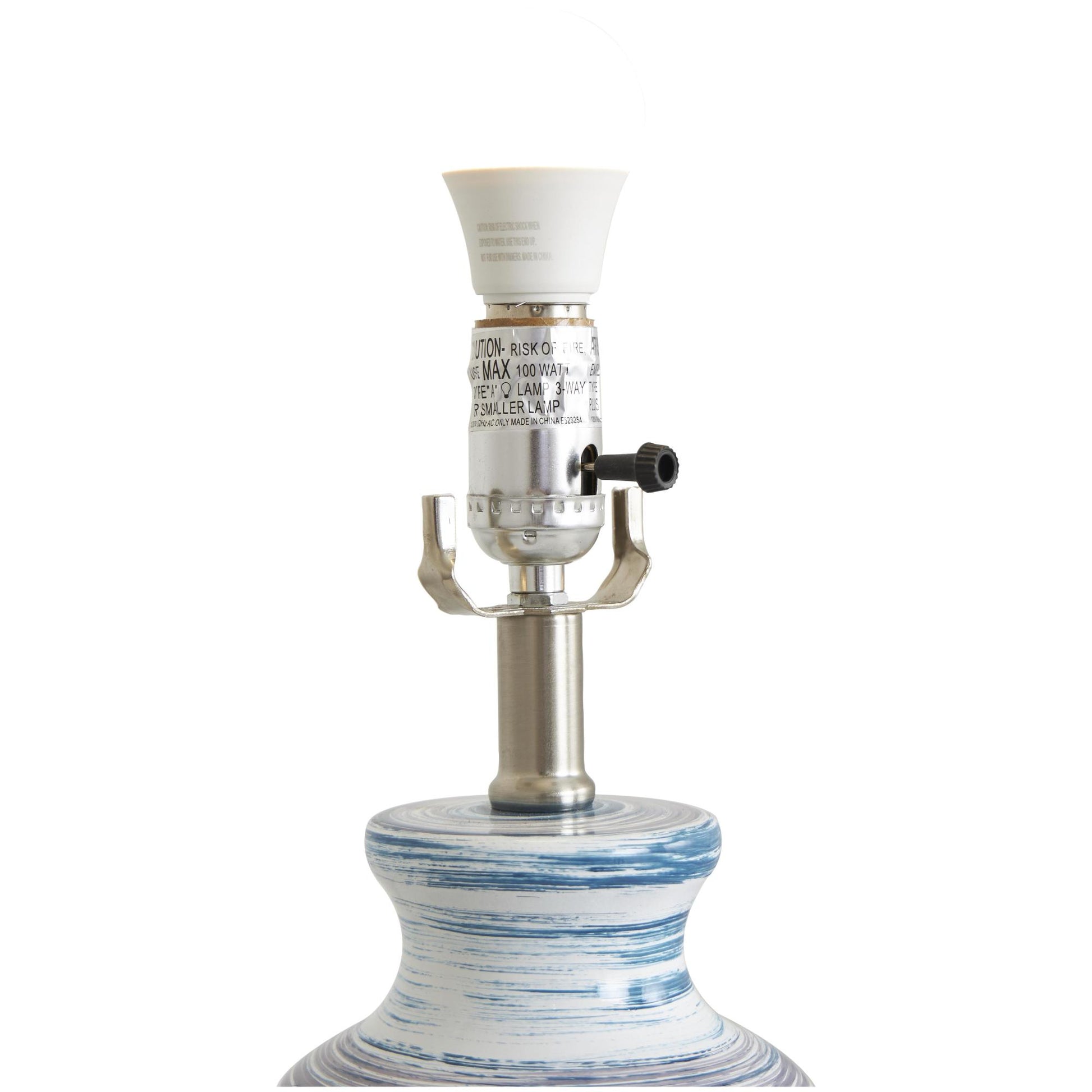 Abstract Blue Glass Striped Room Accent Lamp with Gold Base