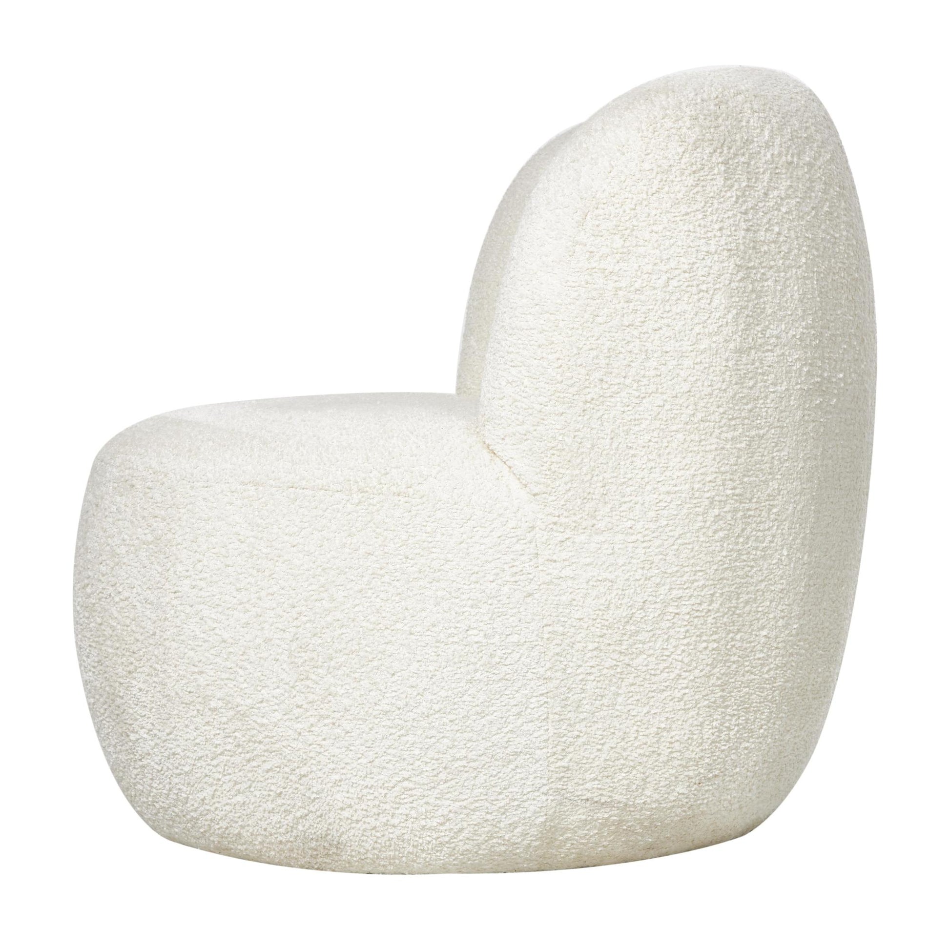 White Polyester Rounded Barrel Living Room Accent Chair