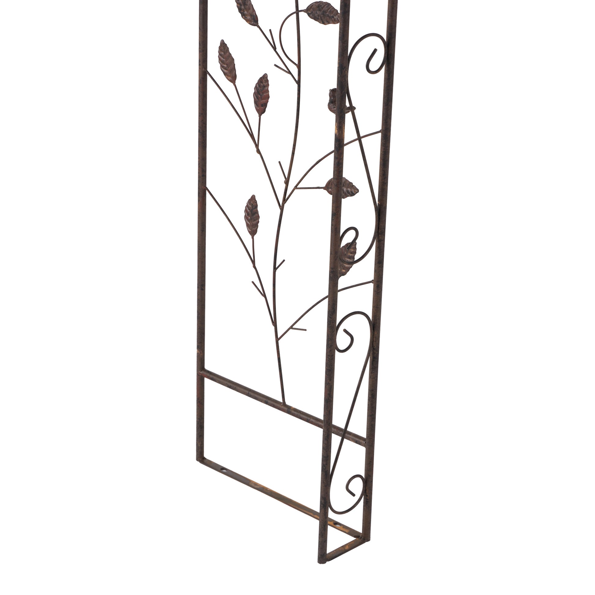 Scroll Bronze Metal Indoor Outdoor Arched Indoor Outdoor Garden Arbor with Leaf and Bird Panels