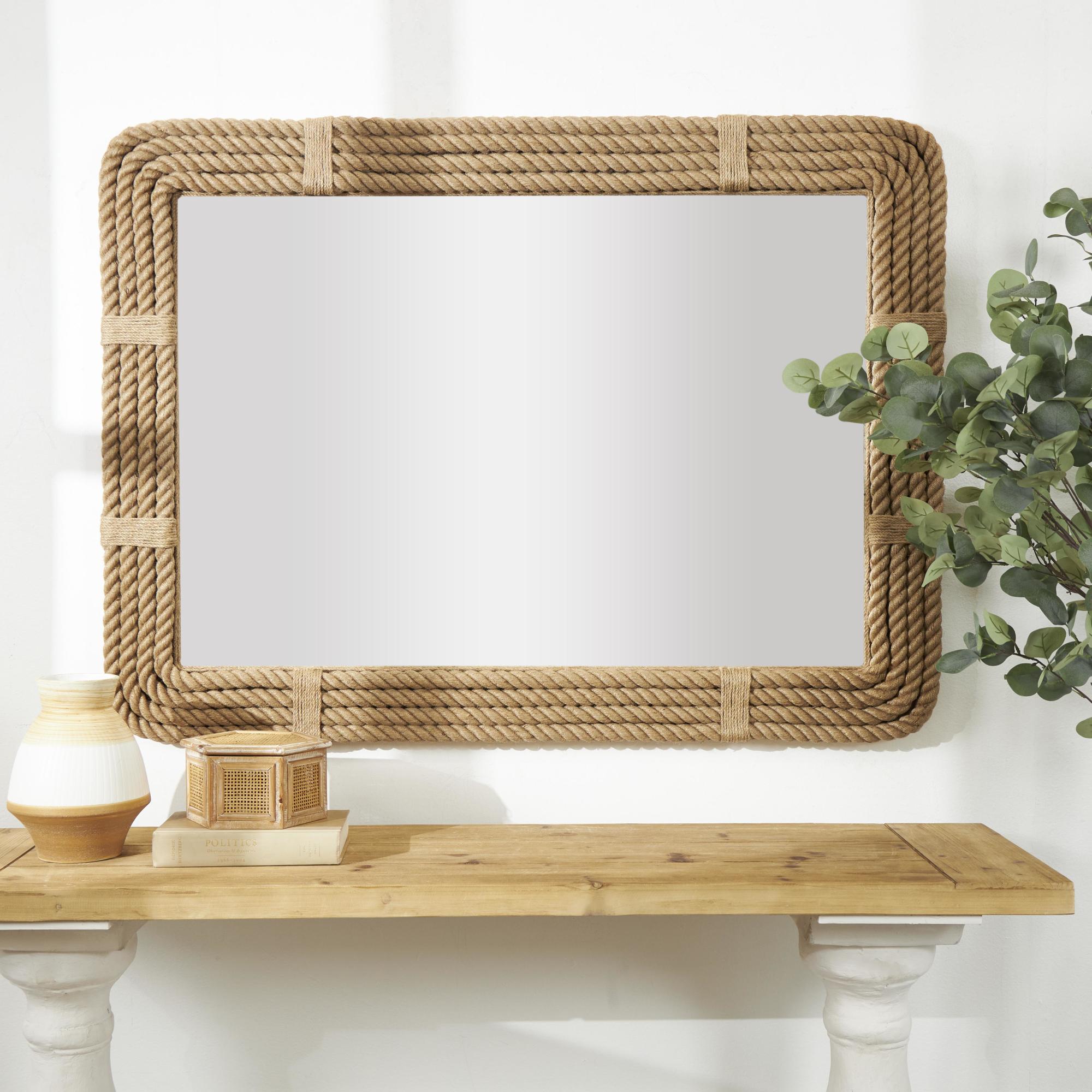 Brown Jute Rope Handmade Woven Room Wall Mirror
