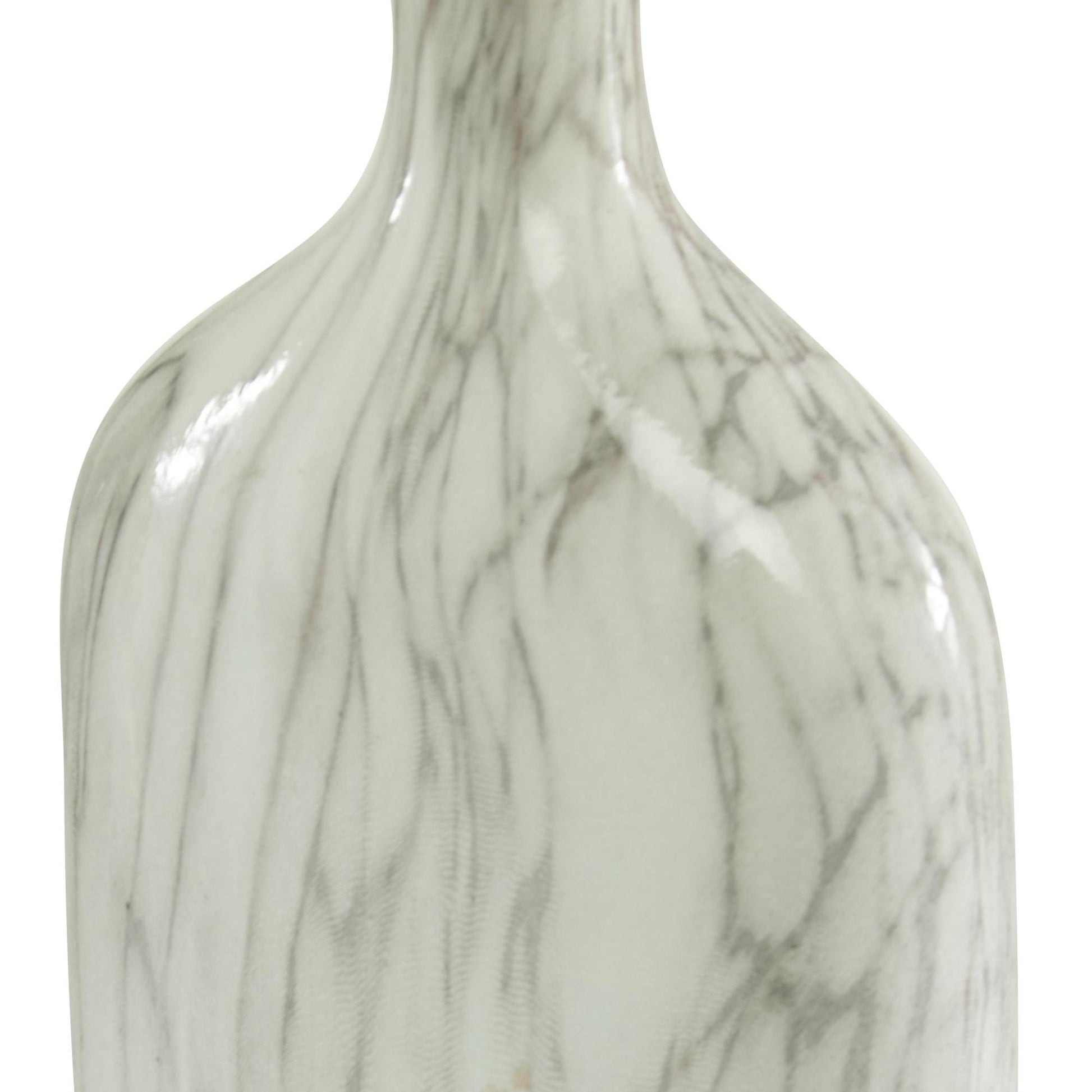 Set of 3 Gray Ceramic Faux Marble Decorative Vase