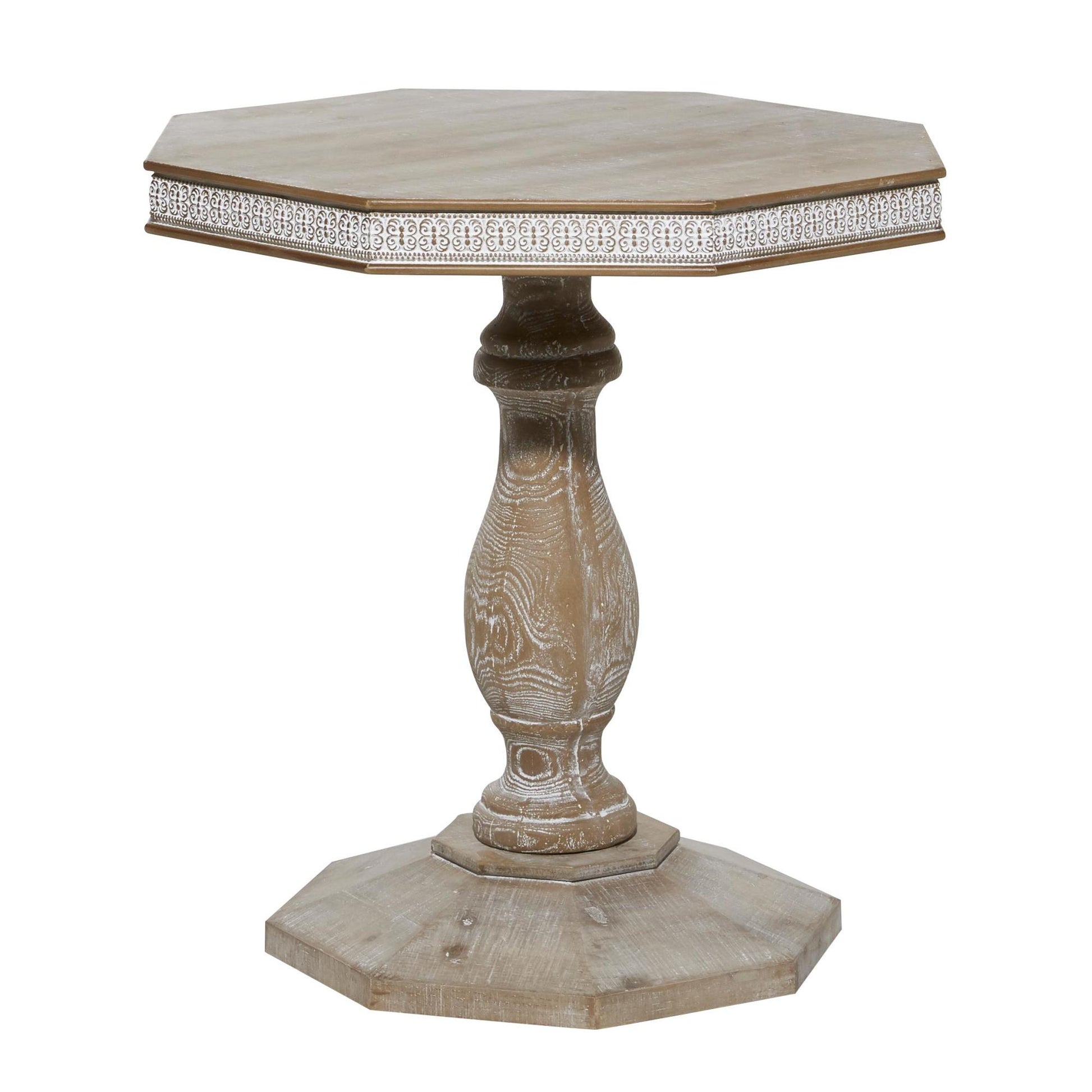 Scroll Brown Wood Handmade Intricately Carved Side End Accent Table
