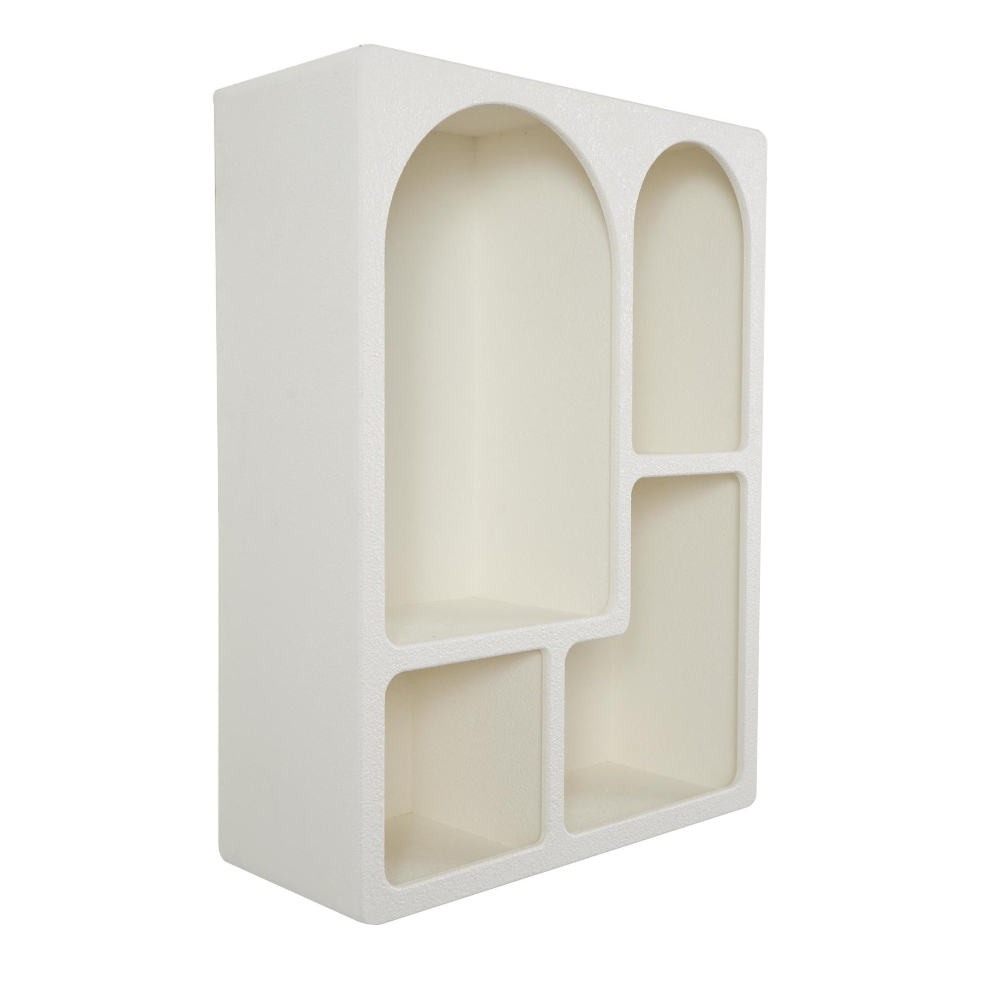 Geometric Wooden Arched 4 Shelf Room Wall Shelf with Block Shapes