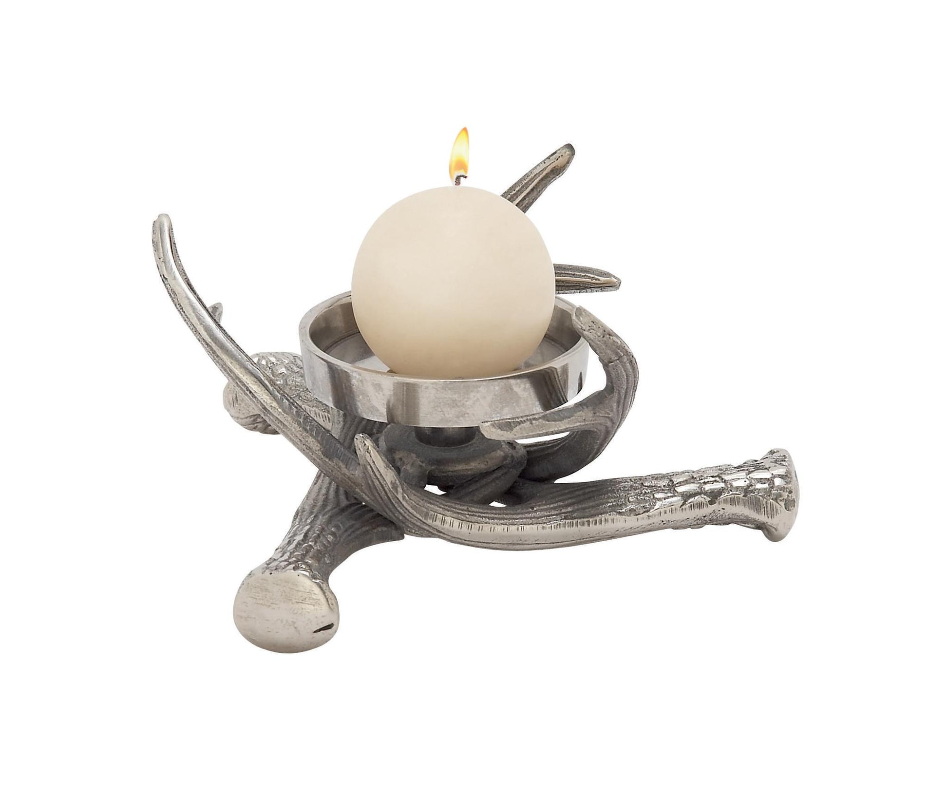 Silver Aluminum Metal Antler Decorative Candle Holder