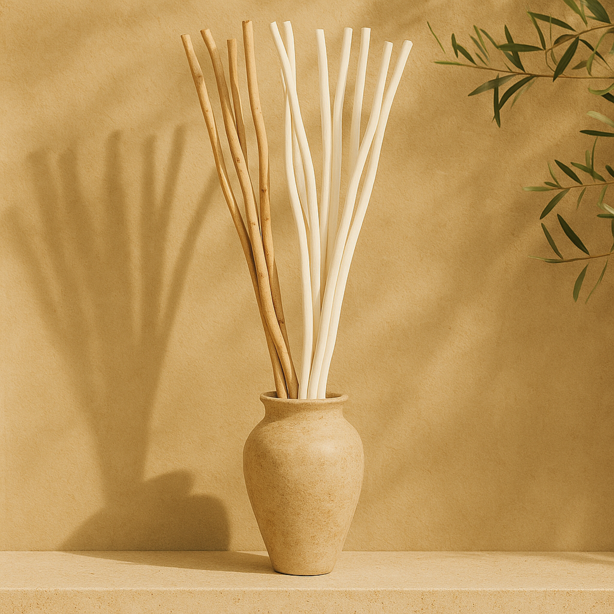 Set of 2 Pigeon pea White Dried Plant Tall Sticks Home Decor Natural Foliage