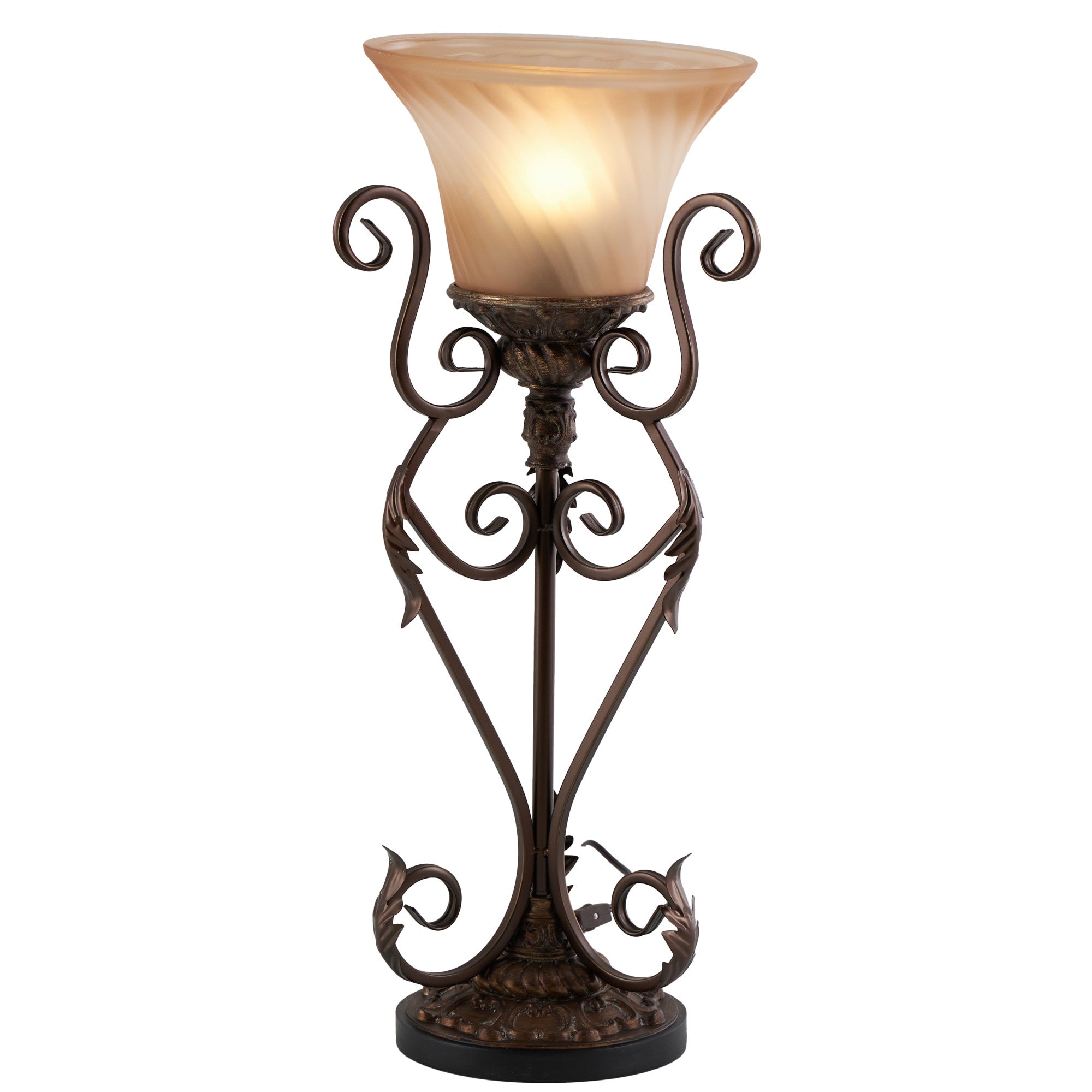 Set of 2 Scroll Brown Metal Antique Style Room Uplight
