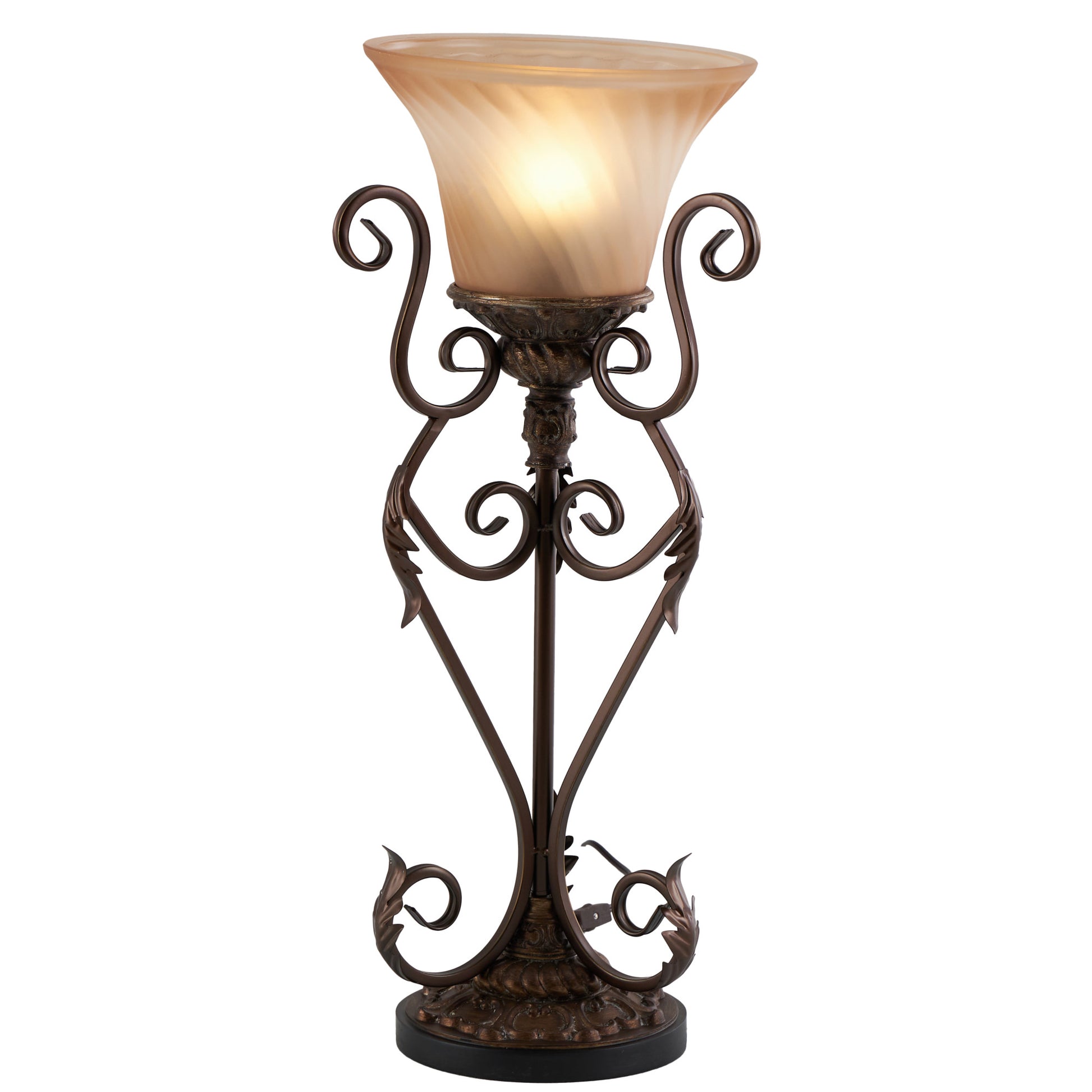 Set of 2 Scroll Brown Metal Antique Style Room Uplight