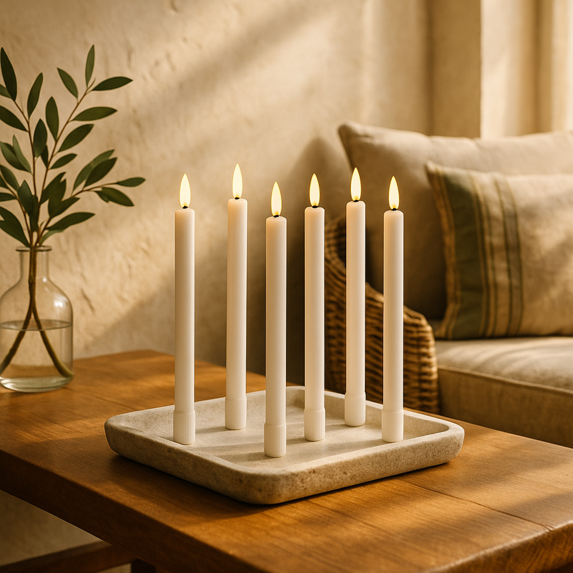 Set of 6 Wax Indoor Outdoor Flameless Candle with Remote Control Set of 6 10"H
